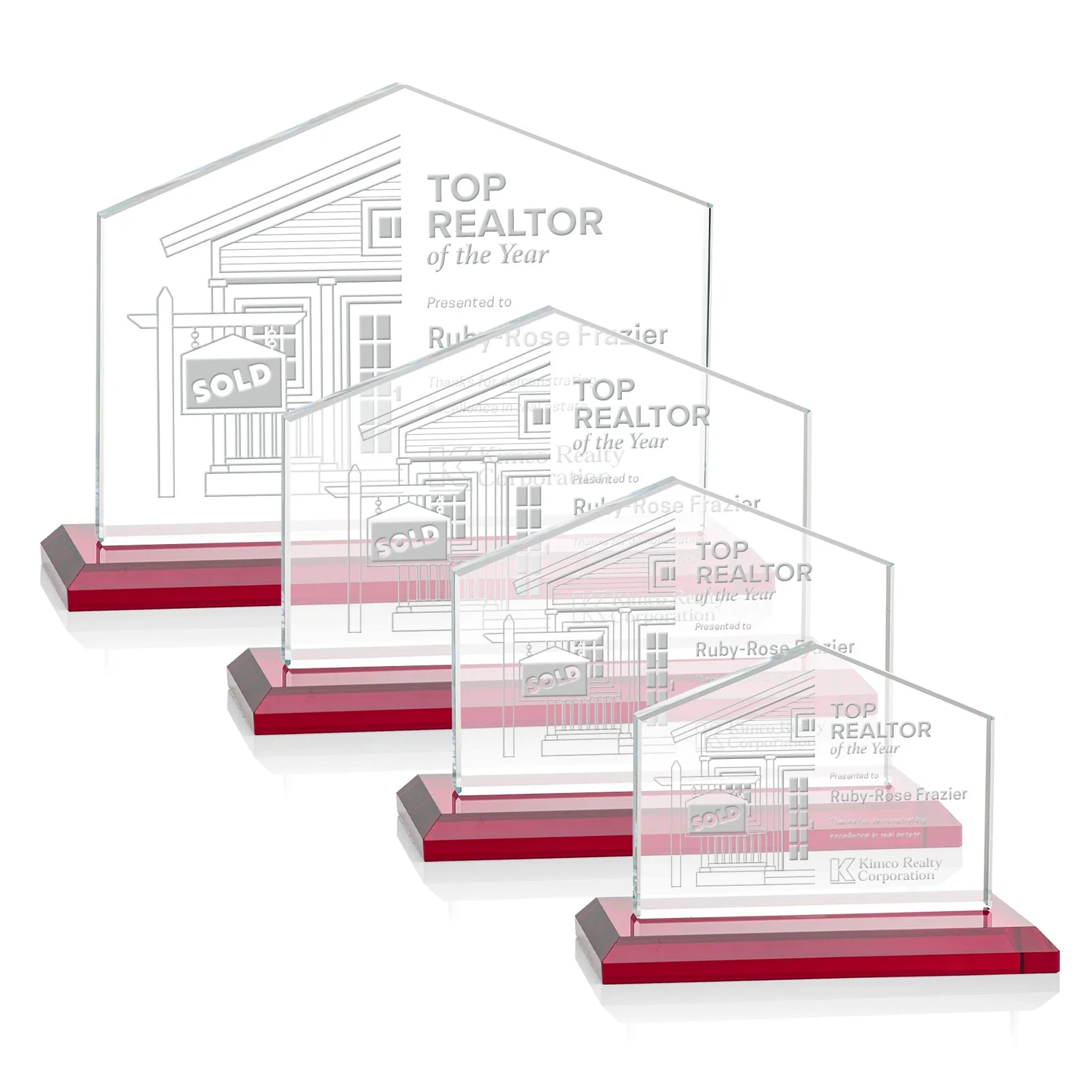 Promotional Starfire Crystal Real Estate Award in Eight Base Colors for corporate award ceremonies
