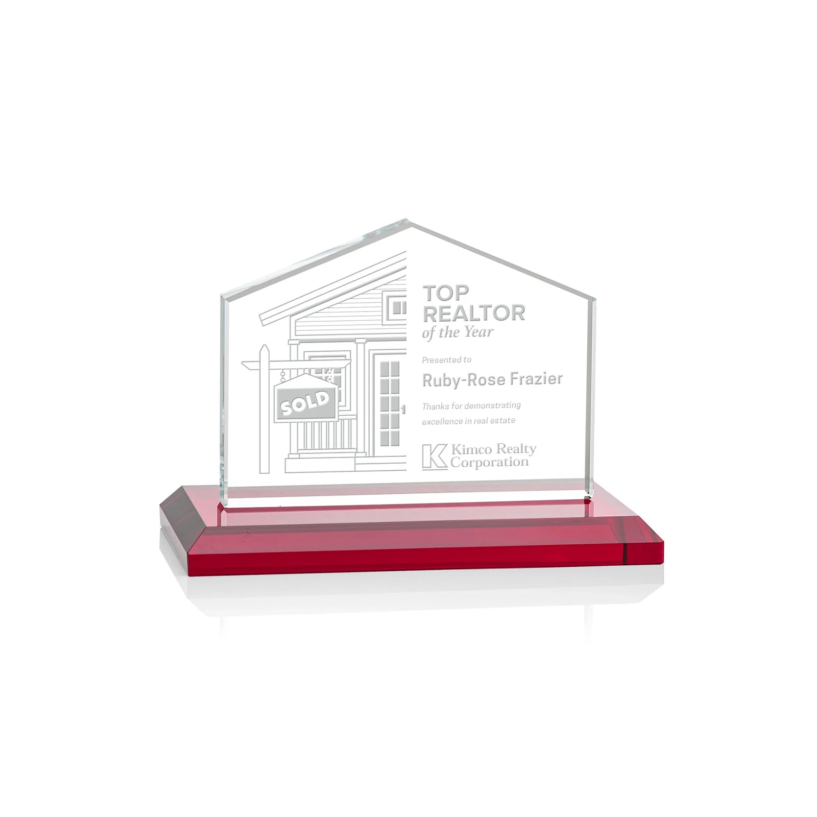 Promotional Starfire Crystal Real Estate Award in Eight Base Colors for service anniversary gifts