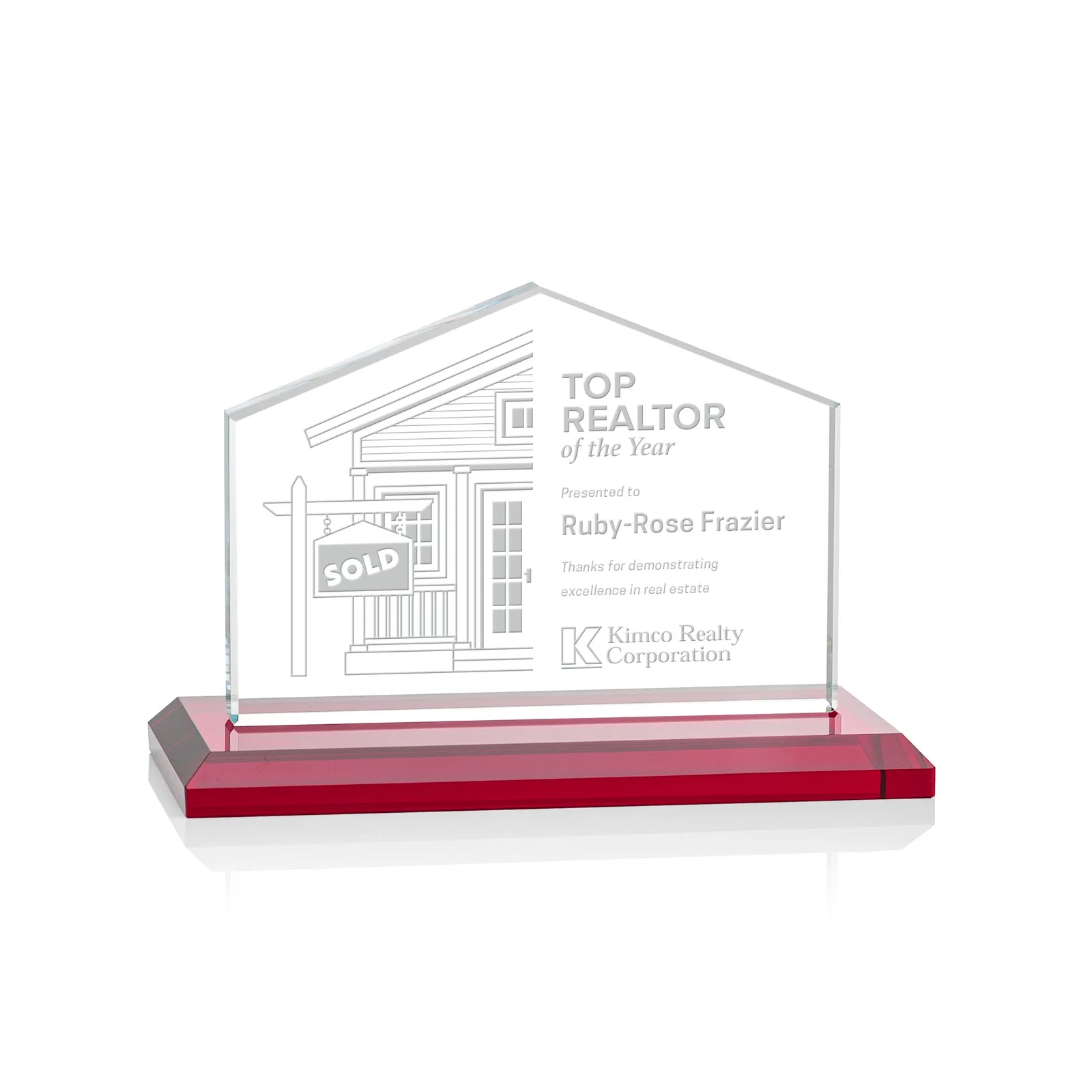 Promotional Starfire Crystal Real Estate Award in Eight Base Colors for sales achievement awards