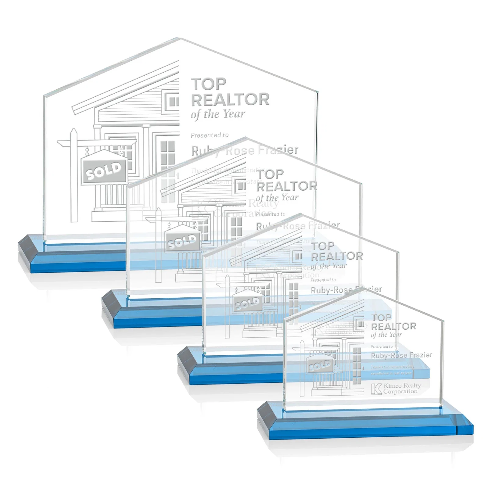 Promotional Starfire Crystal Real Estate Award in Eight Base Colors for donor appreciation