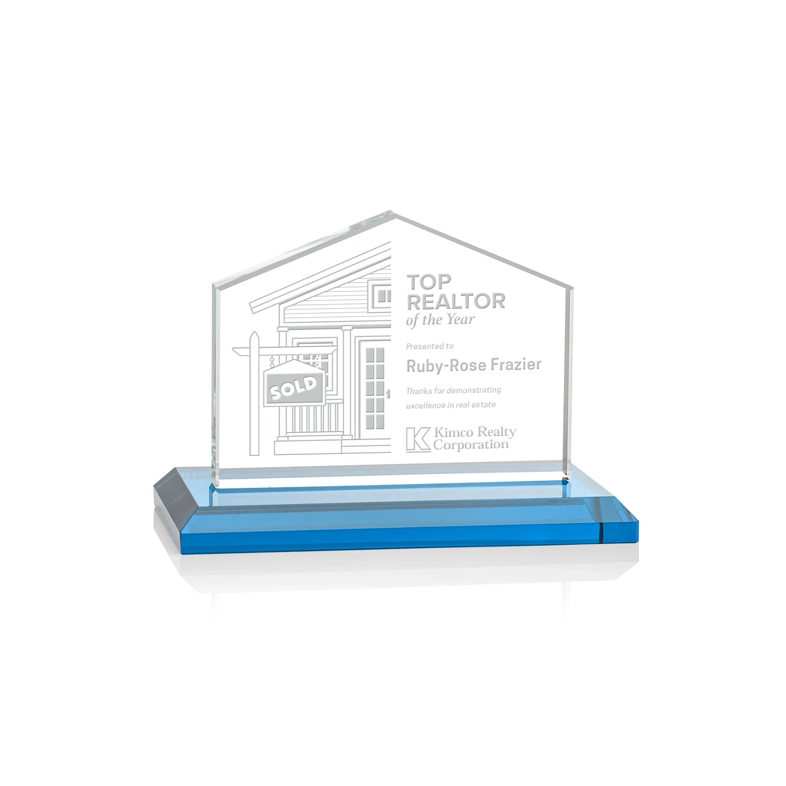 Promotional Starfire Crystal Real Estate Award in Eight Base Colors for graduation ceremonies