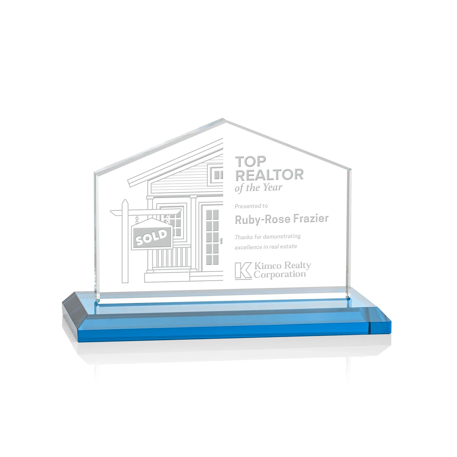 Promotional Starfire Crystal Real Estate Award in Eight Base Colors for safety achievement programs