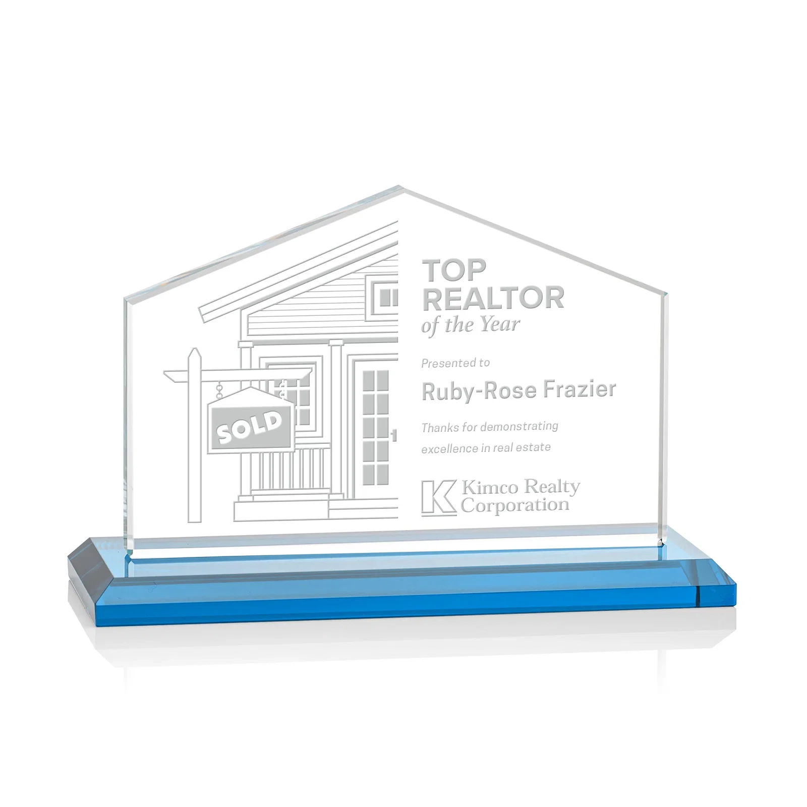 Promotional Starfire Crystal Real Estate Award in Eight Base Colors for volunteer appreciation