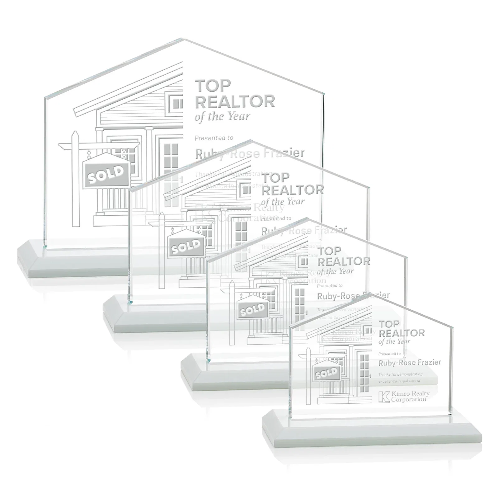 Promotional Starfire Crystal Real Estate Award in Eight Base Colors for company anniversary events