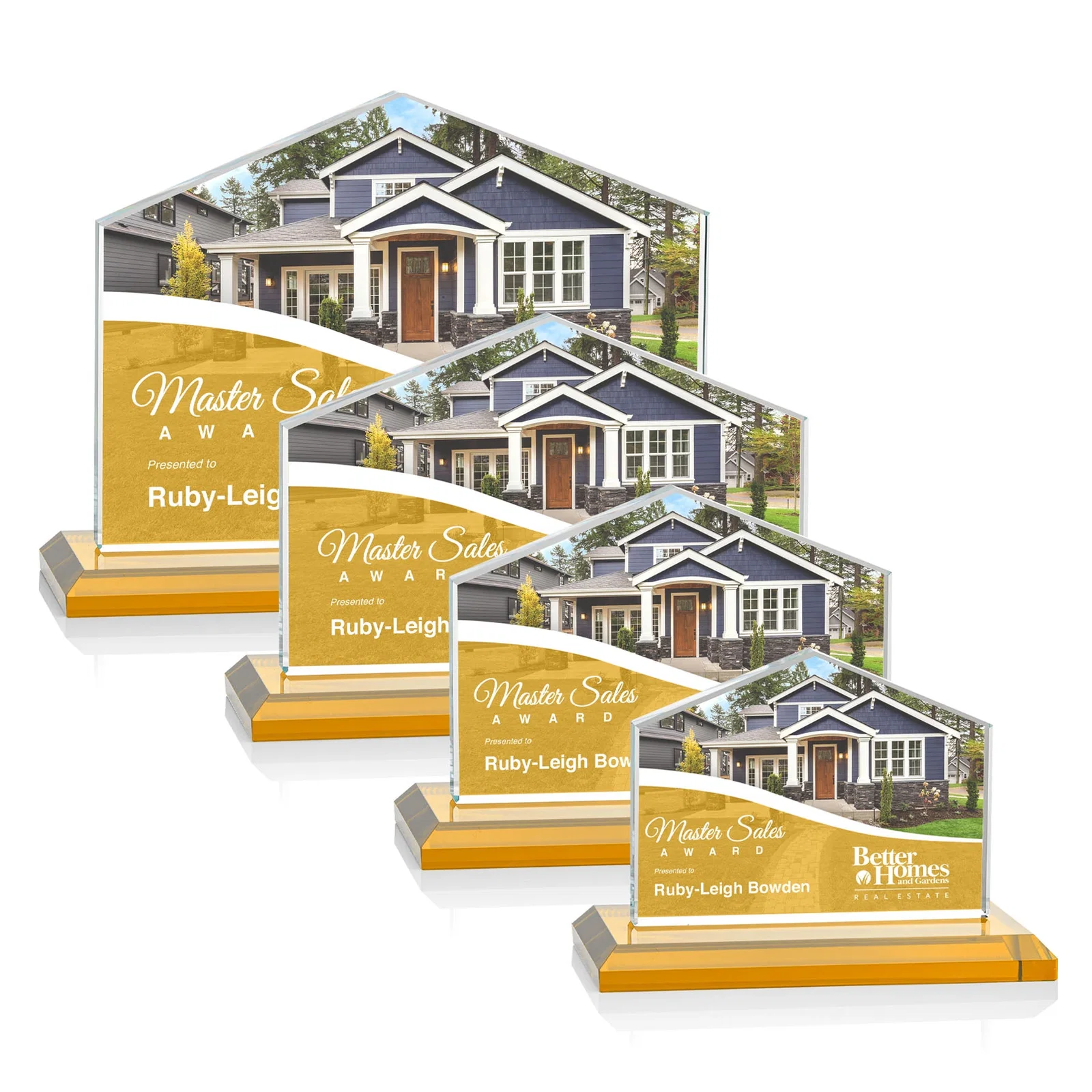 Branded Starfire Crystal Real Estate Award in Eight Base Colors for volunteer appreciation