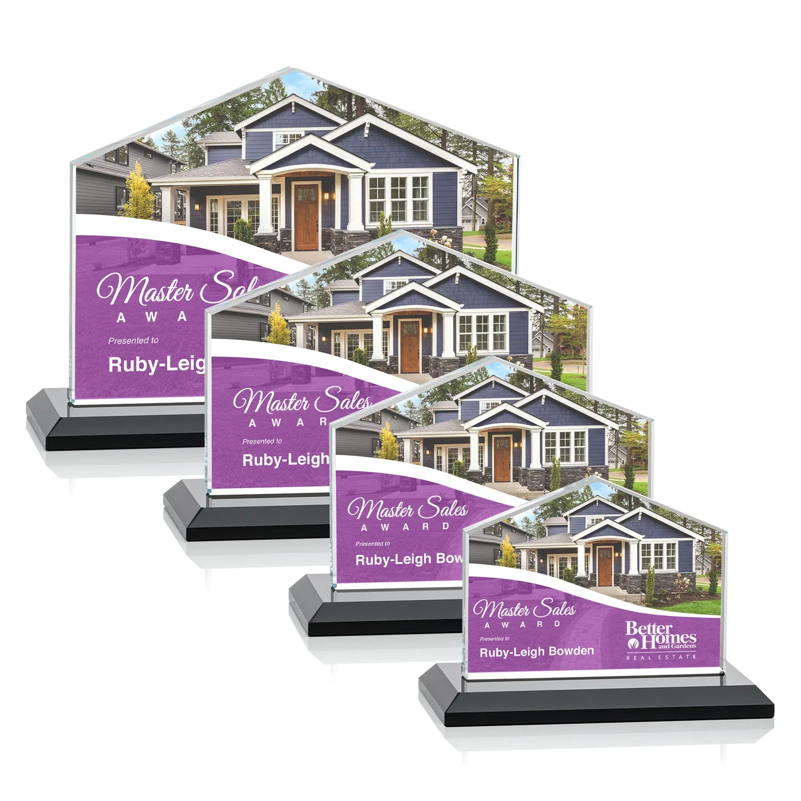 Custom printed Starfire Crystal Real Estate Award in Eight Base Colors for safety achievement programs