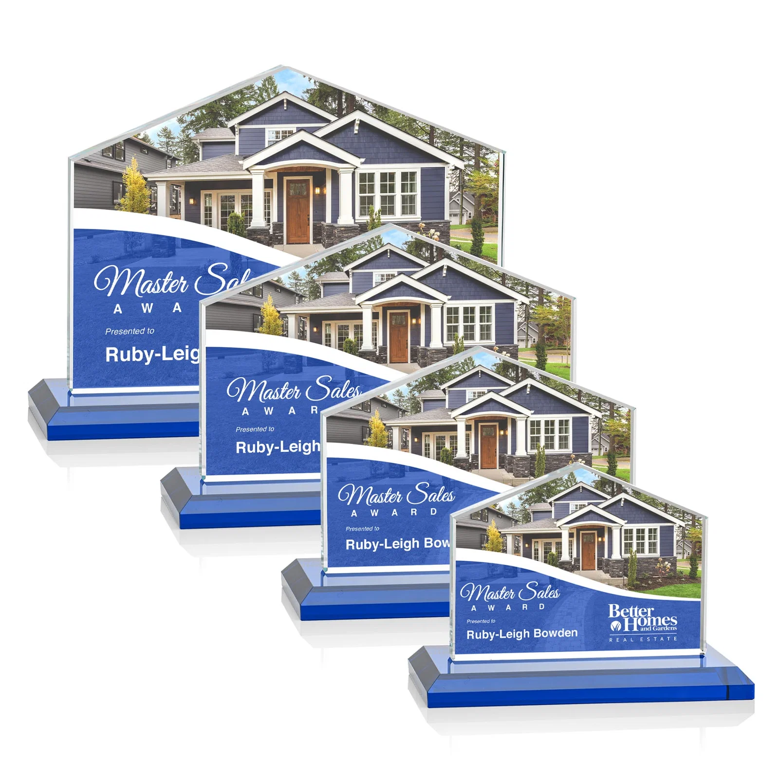 Customized Starfire Crystal Real Estate Award in Eight Base Colors for corporate award ceremonies