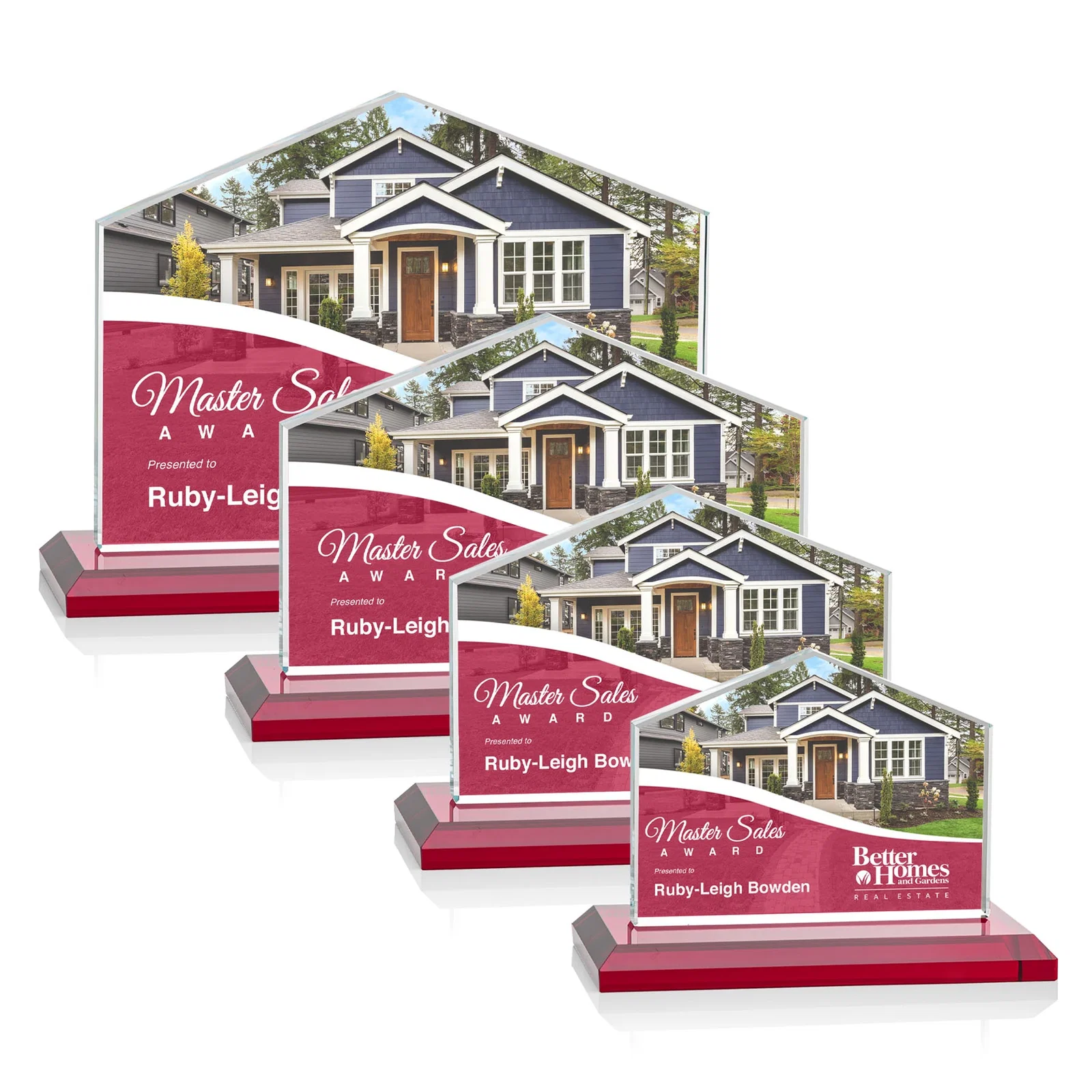 Customized Starfire Crystal Real Estate Award in Eight Base Colors for donor appreciation