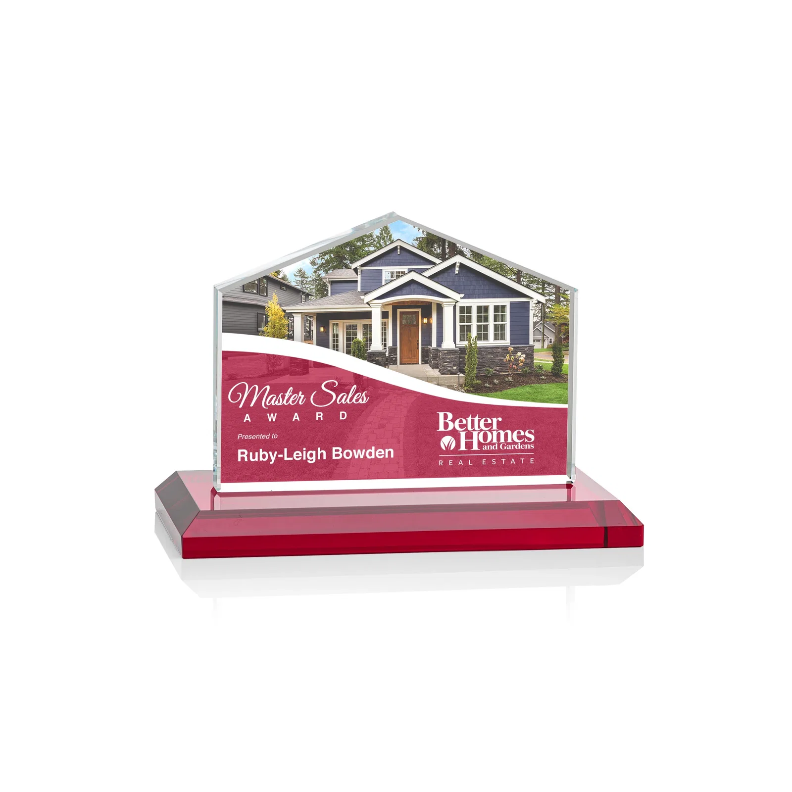 Customized Starfire Crystal Real Estate Award in Eight Base Colors for graduation ceremonies