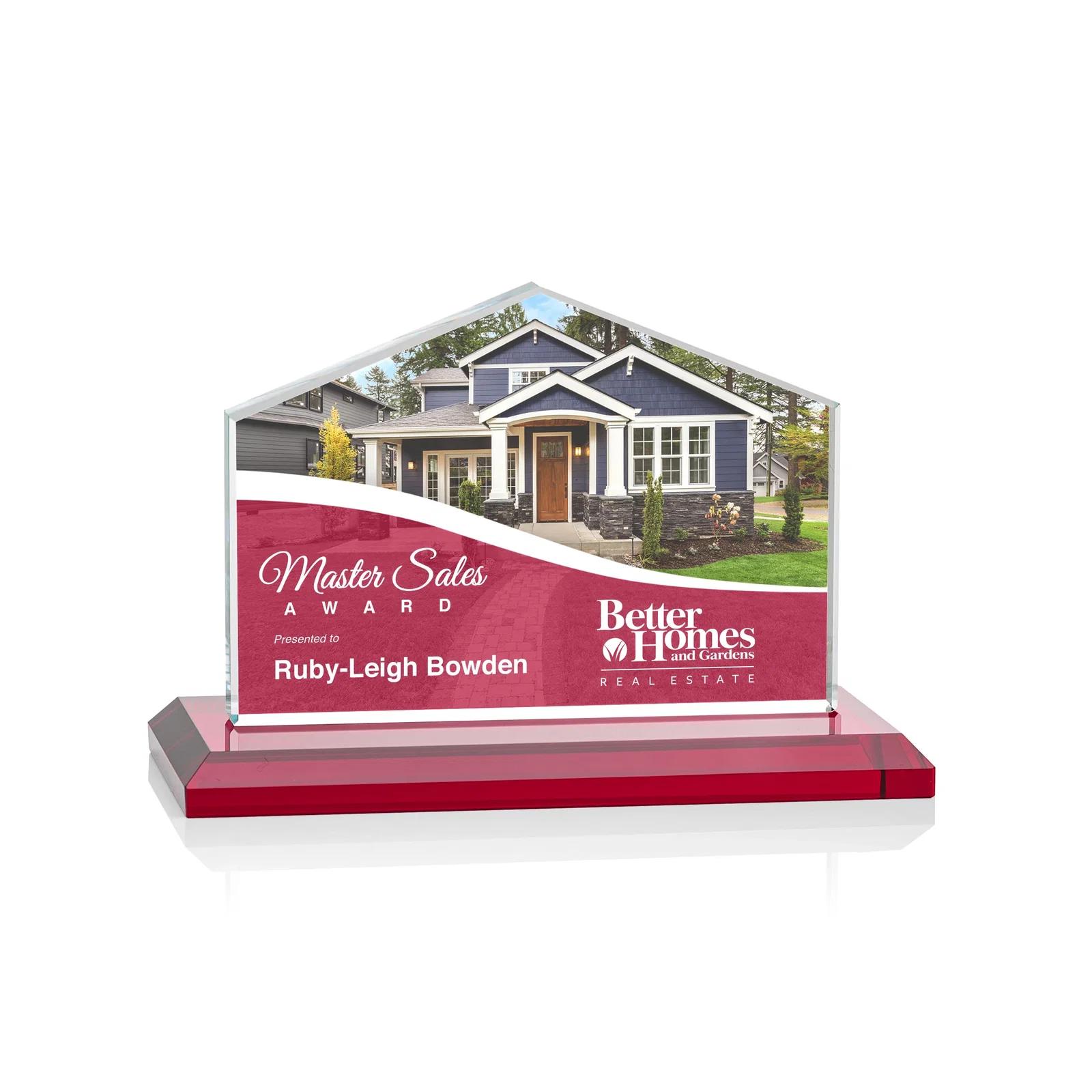 Customized Starfire Crystal Real Estate Award in Eight Base Colors for safety achievement programs