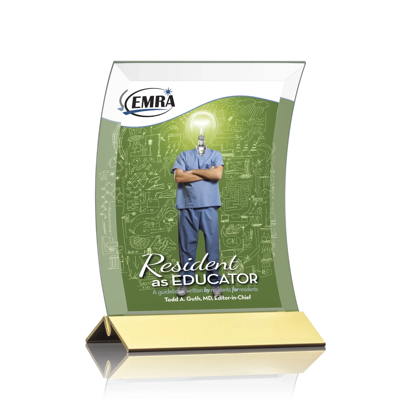 Custom Curved Starfire Crystal Award on a Choice of Metal Bases for dealer and partner awards