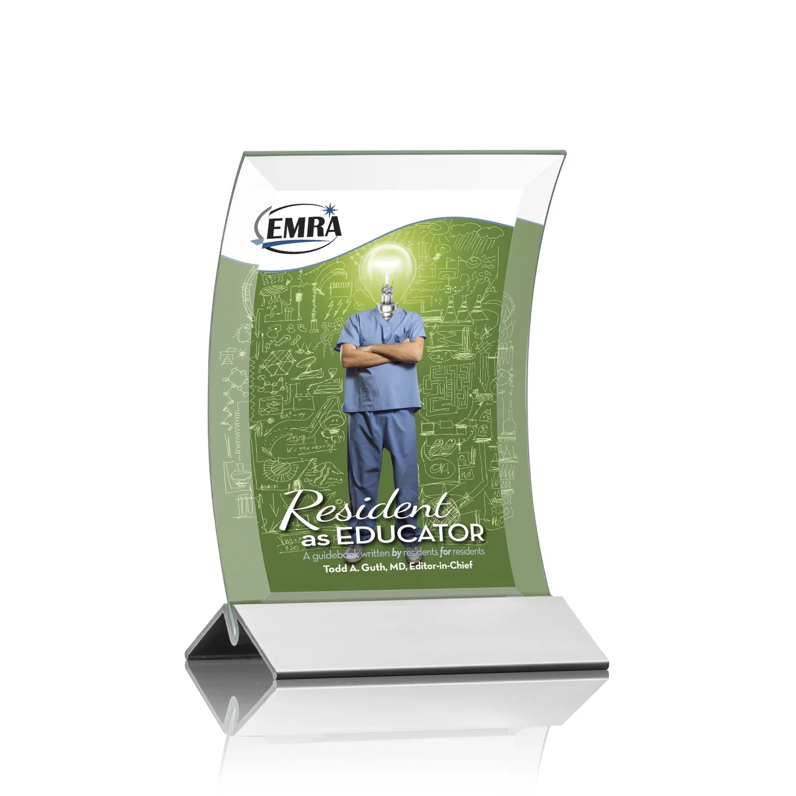Custom Curved Starfire Crystal Award on a Choice of Metal Bases for corporate award ceremonies