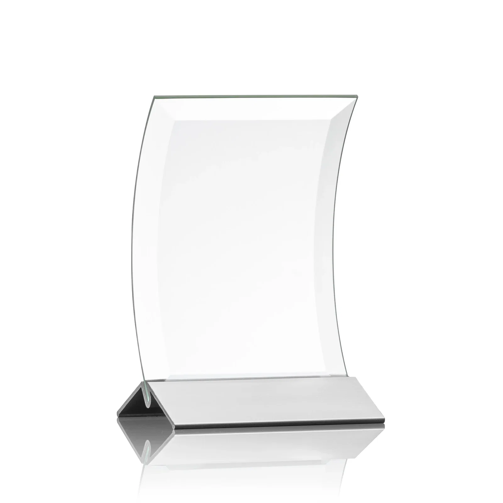 Promotional Curved Starfire Crystal Award on a Choice of Metal Bases for employee recognition