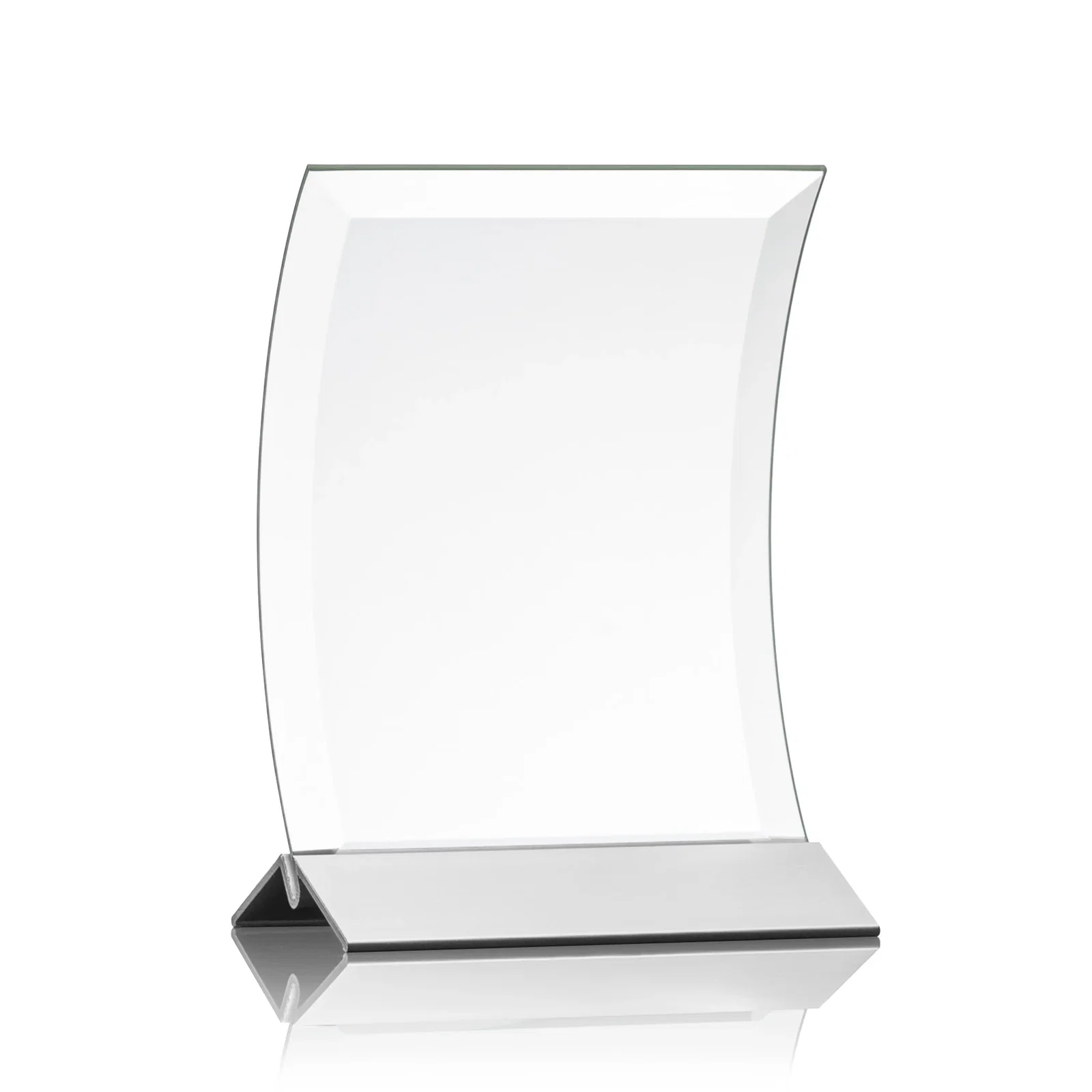 Promotional Curved Starfire Crystal Award on a Choice of Metal Bases for corporate award ceremonies