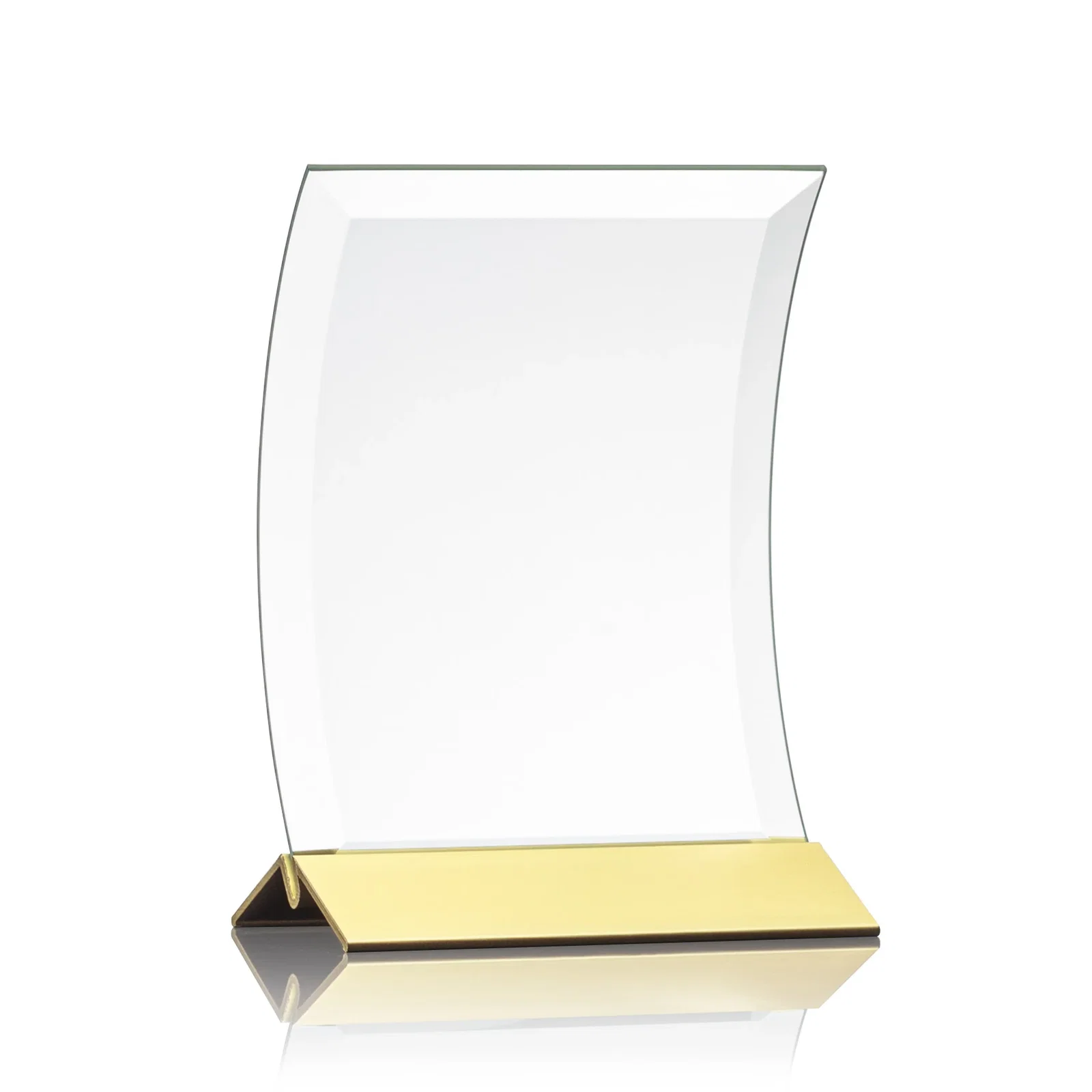 Promotional Curved Starfire Crystal Award on a Choice of Metal Bases for graduation ceremonies