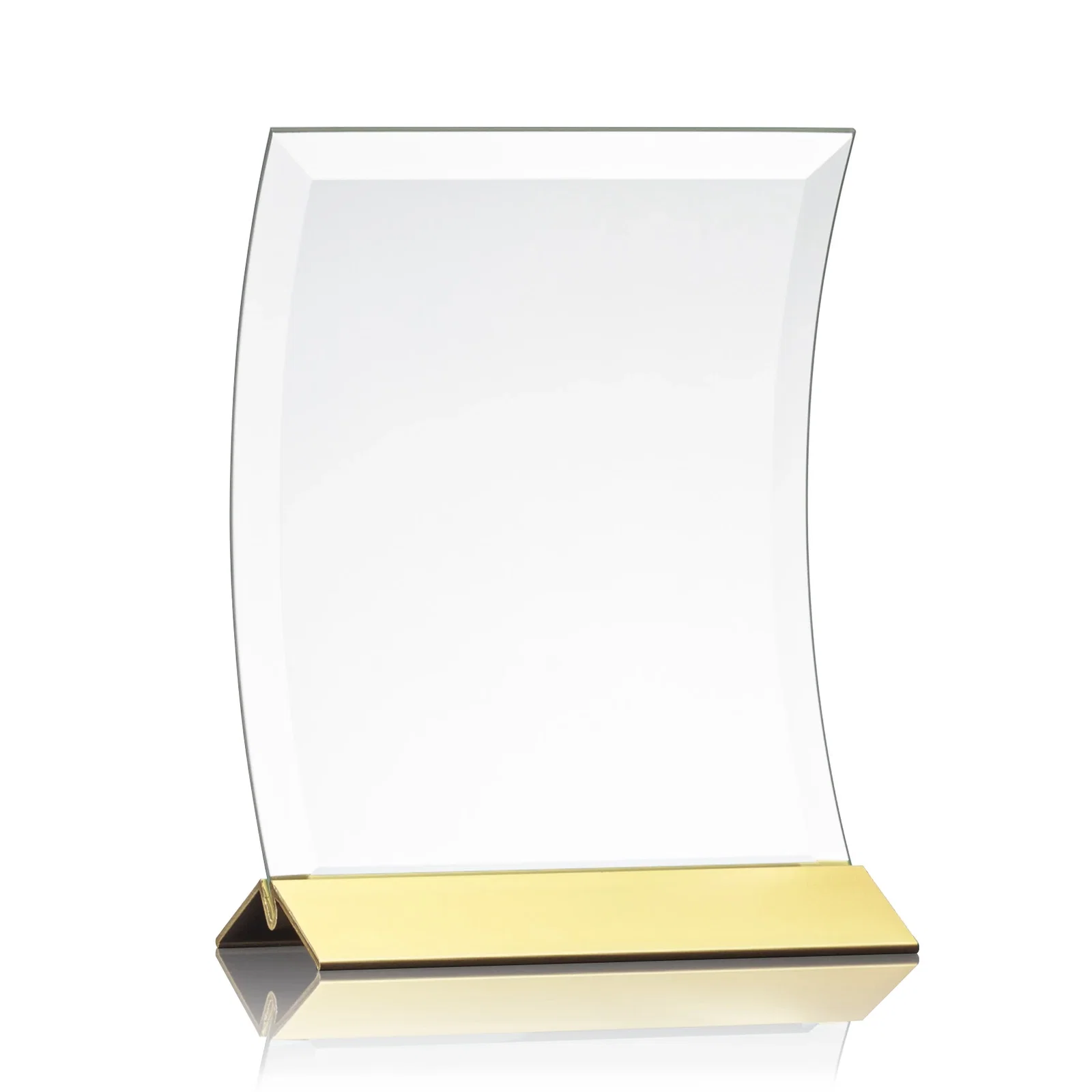 Promotional Curved Starfire Crystal Award on a Choice of Metal Bases for safety achievement programs