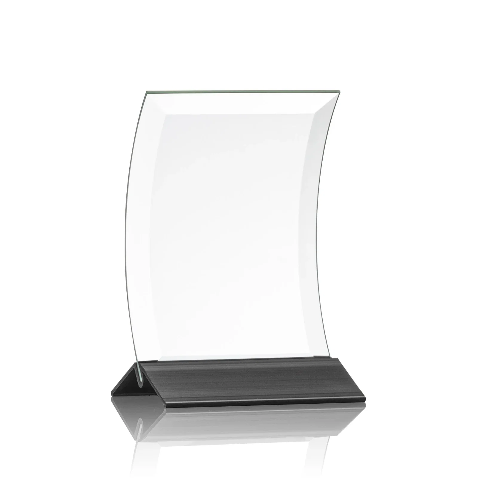 Promotional Curved Starfire Crystal Award on a Choice of Metal Bases for volunteer appreciation