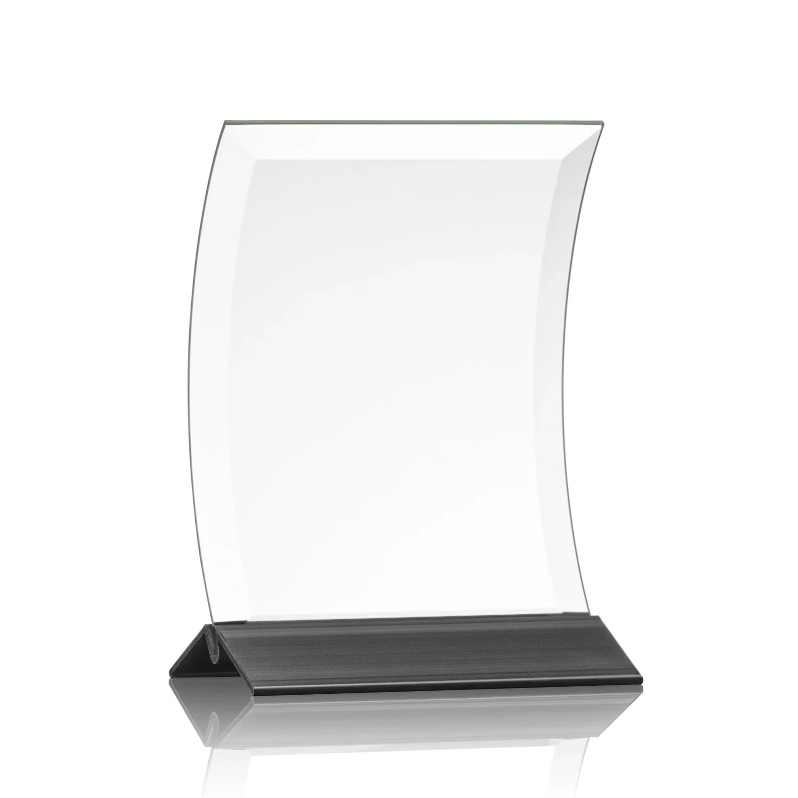 Promotional Curved Starfire Crystal Award on a Choice of Metal Bases for dealer and partner awards