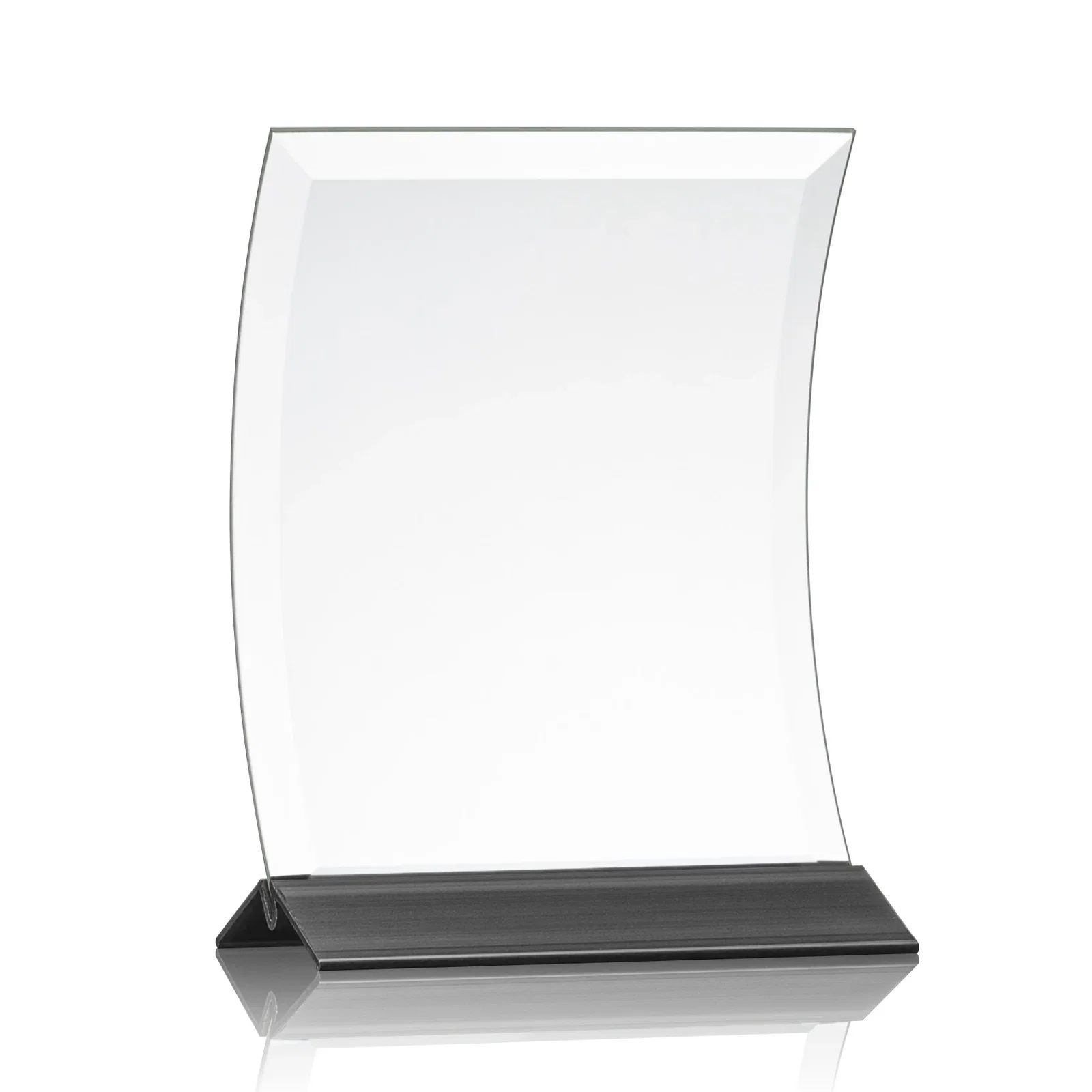 Promotional Curved Starfire Crystal Award on a Choice of Metal Bases for company anniversary events
