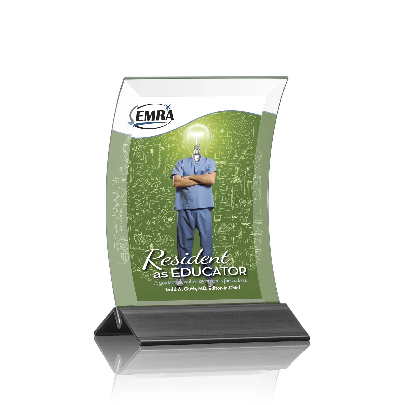 Custom Curved Starfire Crystal Award on a Choice of Metal Bases for team milestone celebrations