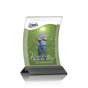 Curved Starfire Crystal Award on a Choice of Metal Bases