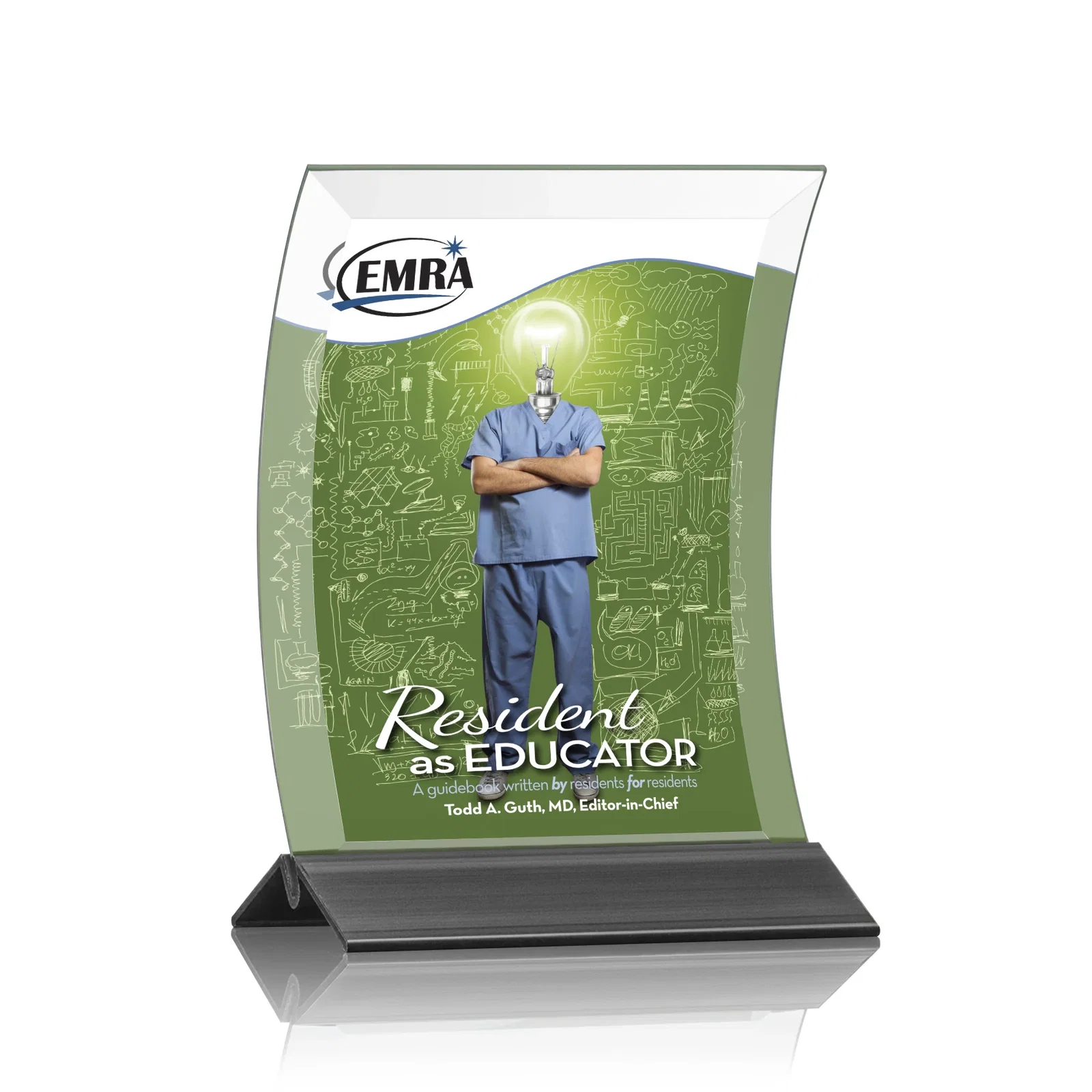 Custom Curved Starfire Crystal Award on a Choice of Metal Bases for donor appreciation