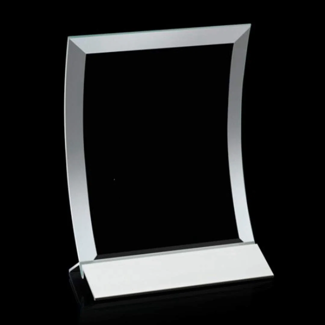Personalized Jade Glass Panel Award With A Full-Width Curve for employee recognition