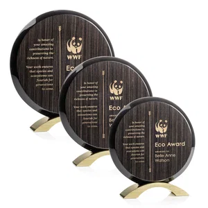 Slatewood Composite Circle Award with Deep Woodgrain Backdrop
