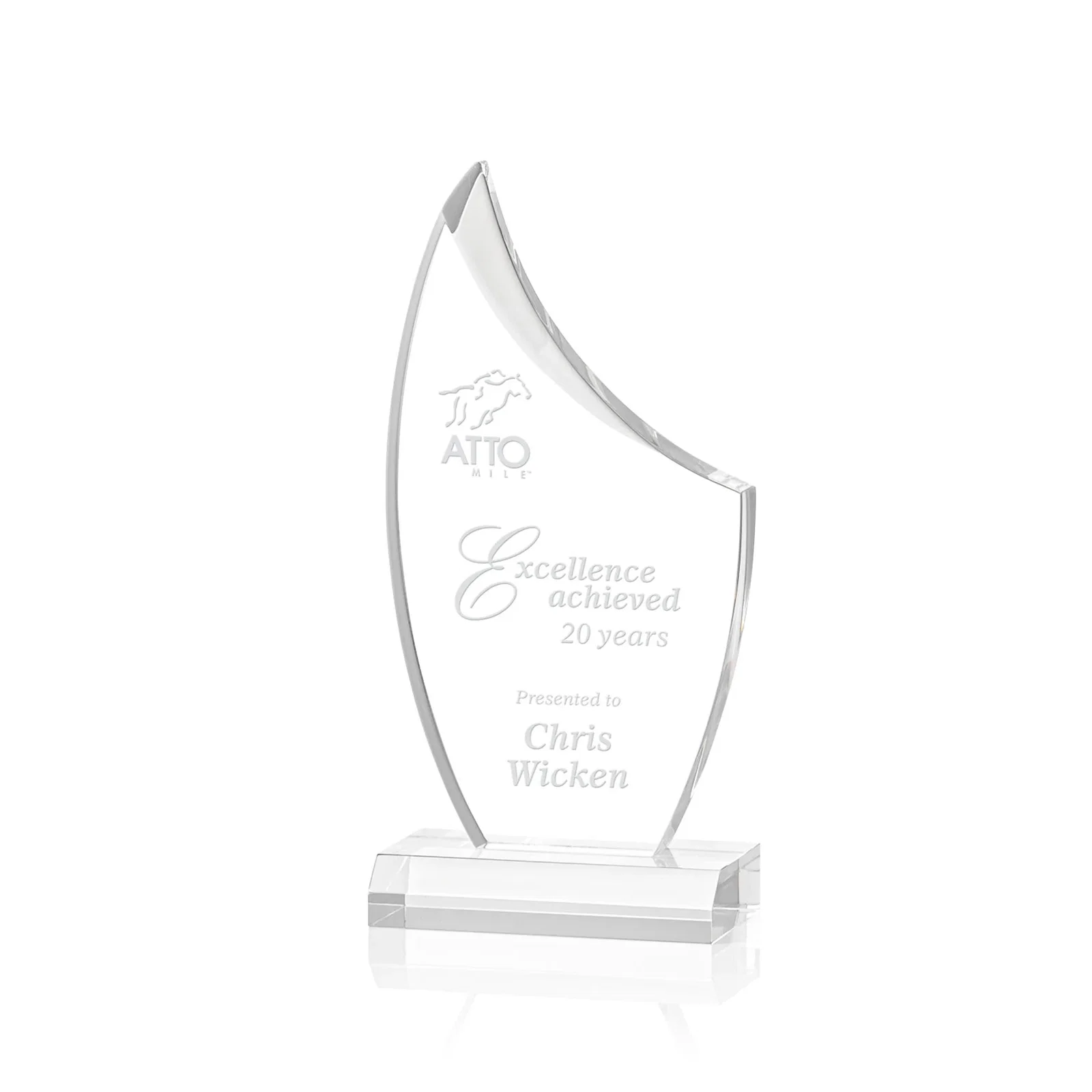 Custom Acrylic Sail Award with Deep Bevels for corporate award ceremonies