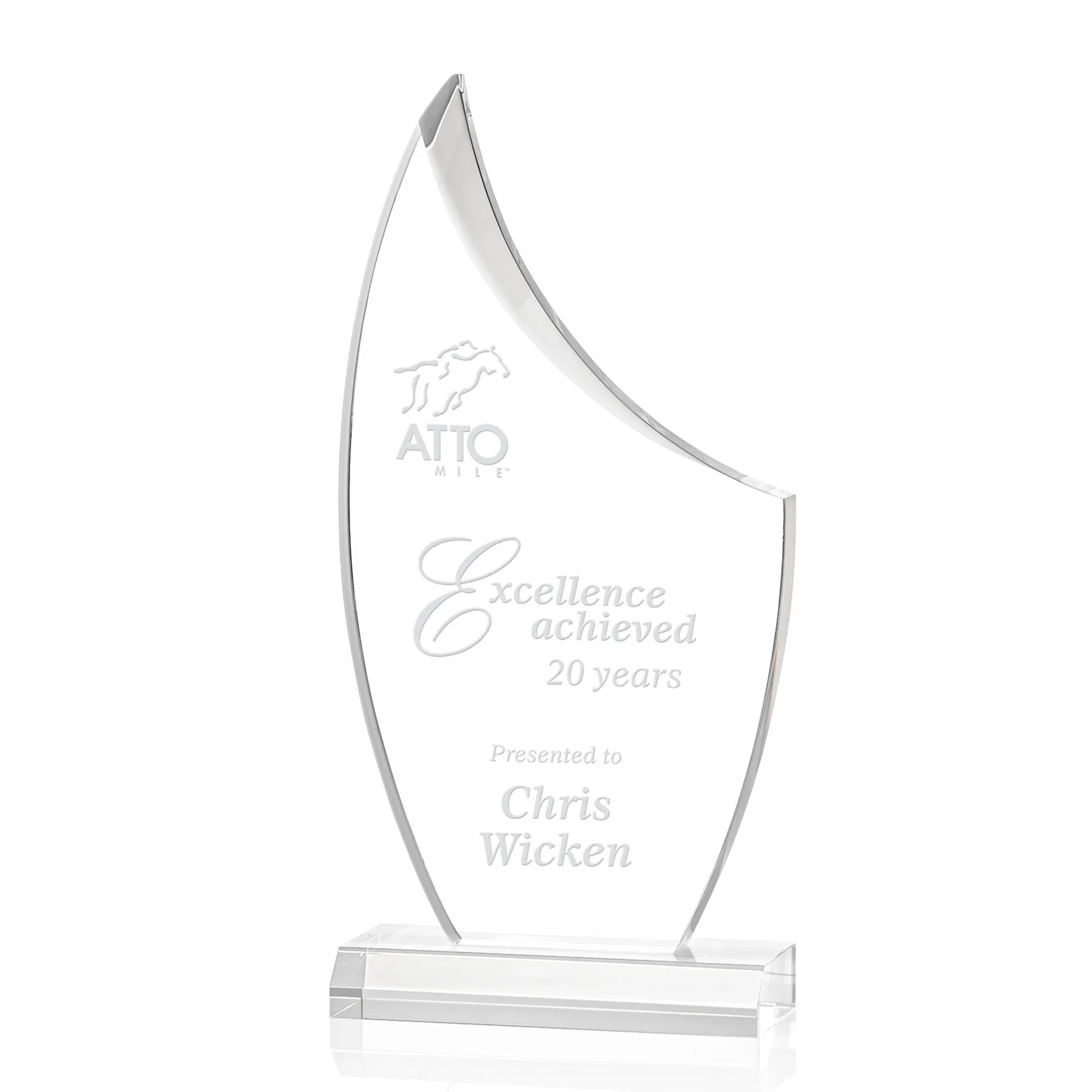 Custom Acrylic Sail Award with Deep Bevels for sales achievement awards