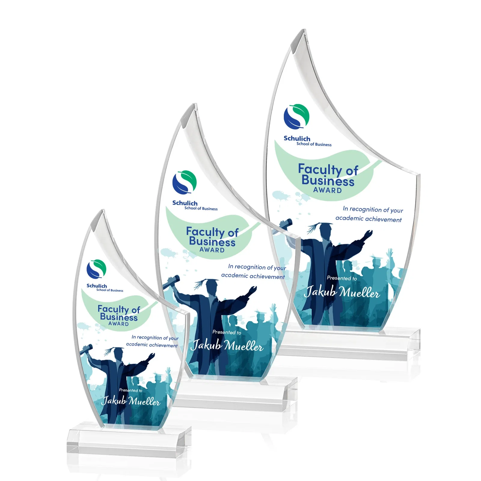 Custom Acrylic Sail Award with Deep Bevels for retirement presentations