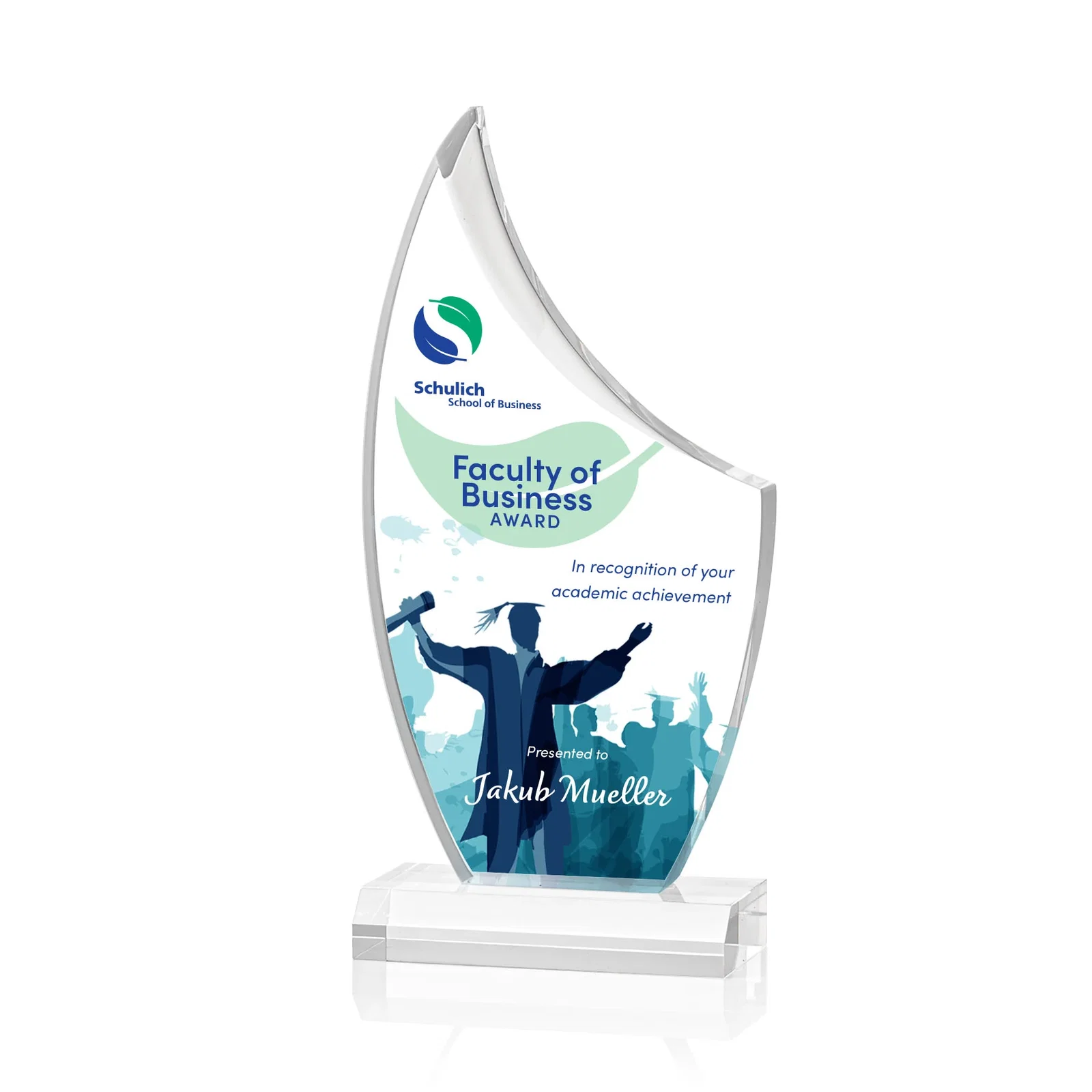 Custom Acrylic Sail Award with Deep Bevels for donor appreciation