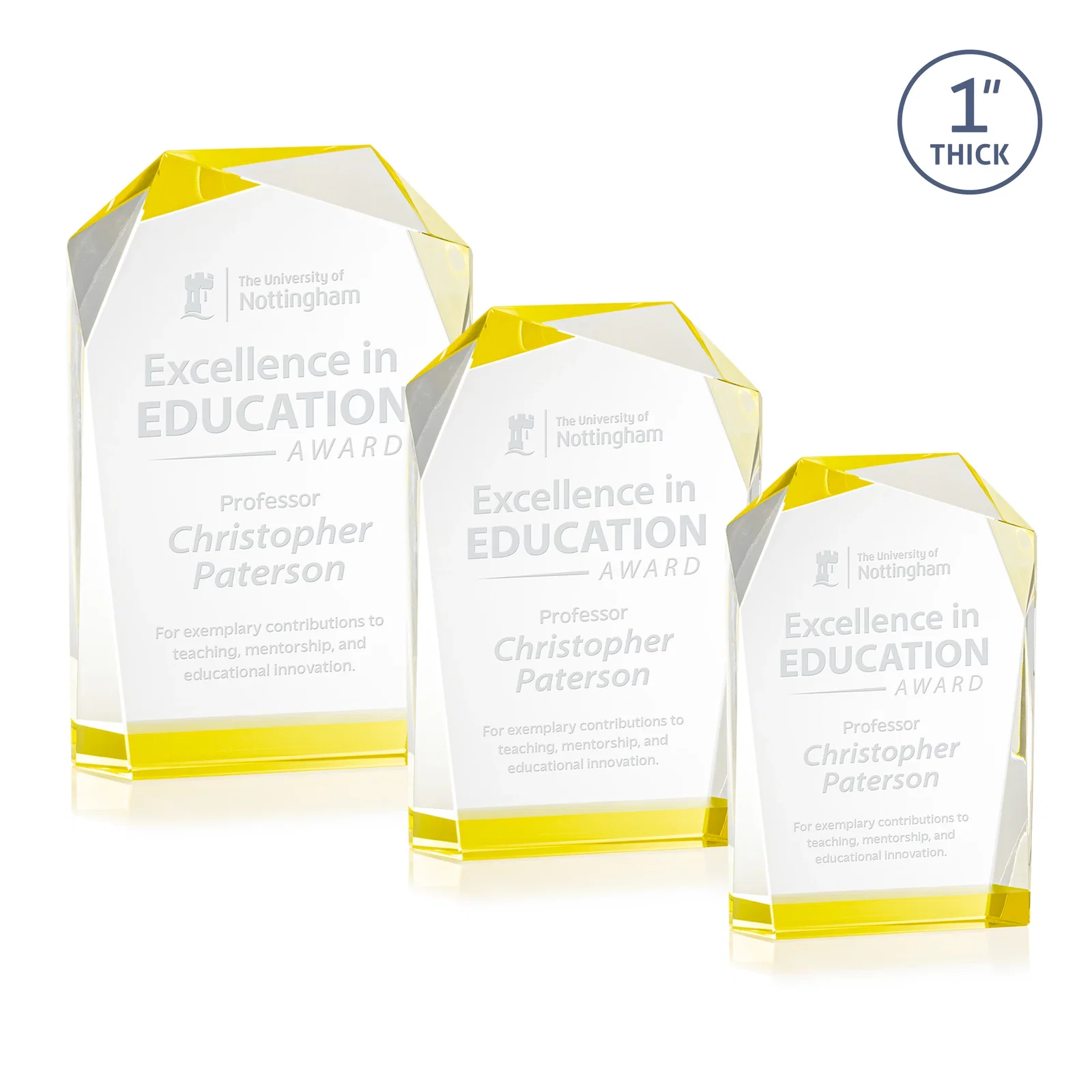 Custom Freestanding Optical Crystal Award with Asymmetrical Bevels, awards for volunteer appreciation