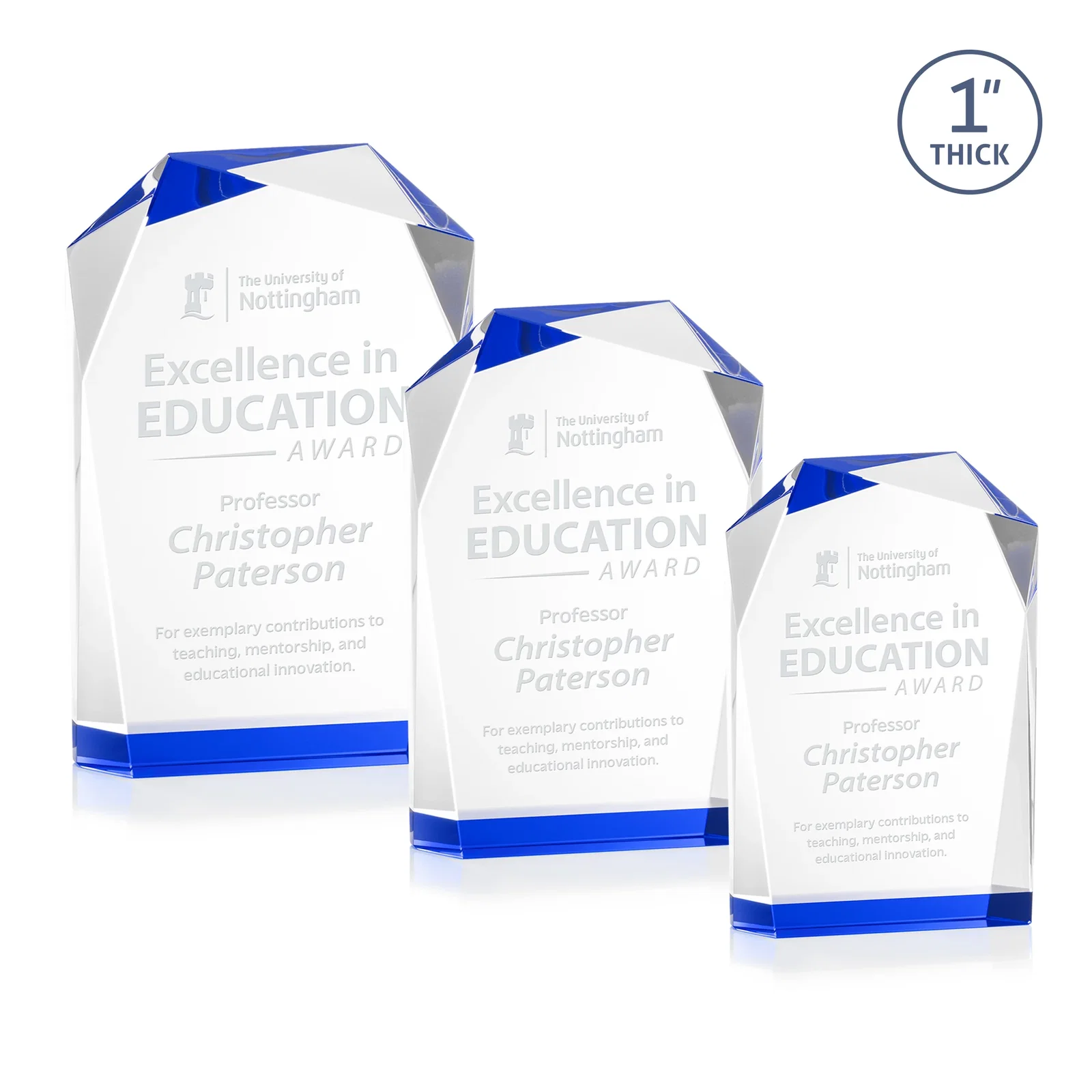 Personalized Freestanding Optical Crystal Award with Asymmetrical Bevels, awards for corporate award ceremonies