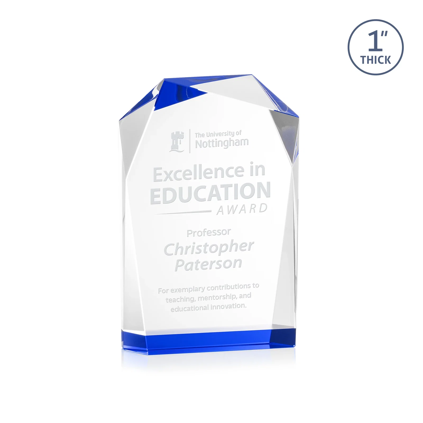 Personalized Freestanding Optical Crystal Award with Asymmetrical Bevels, awards for service anniversary gifts