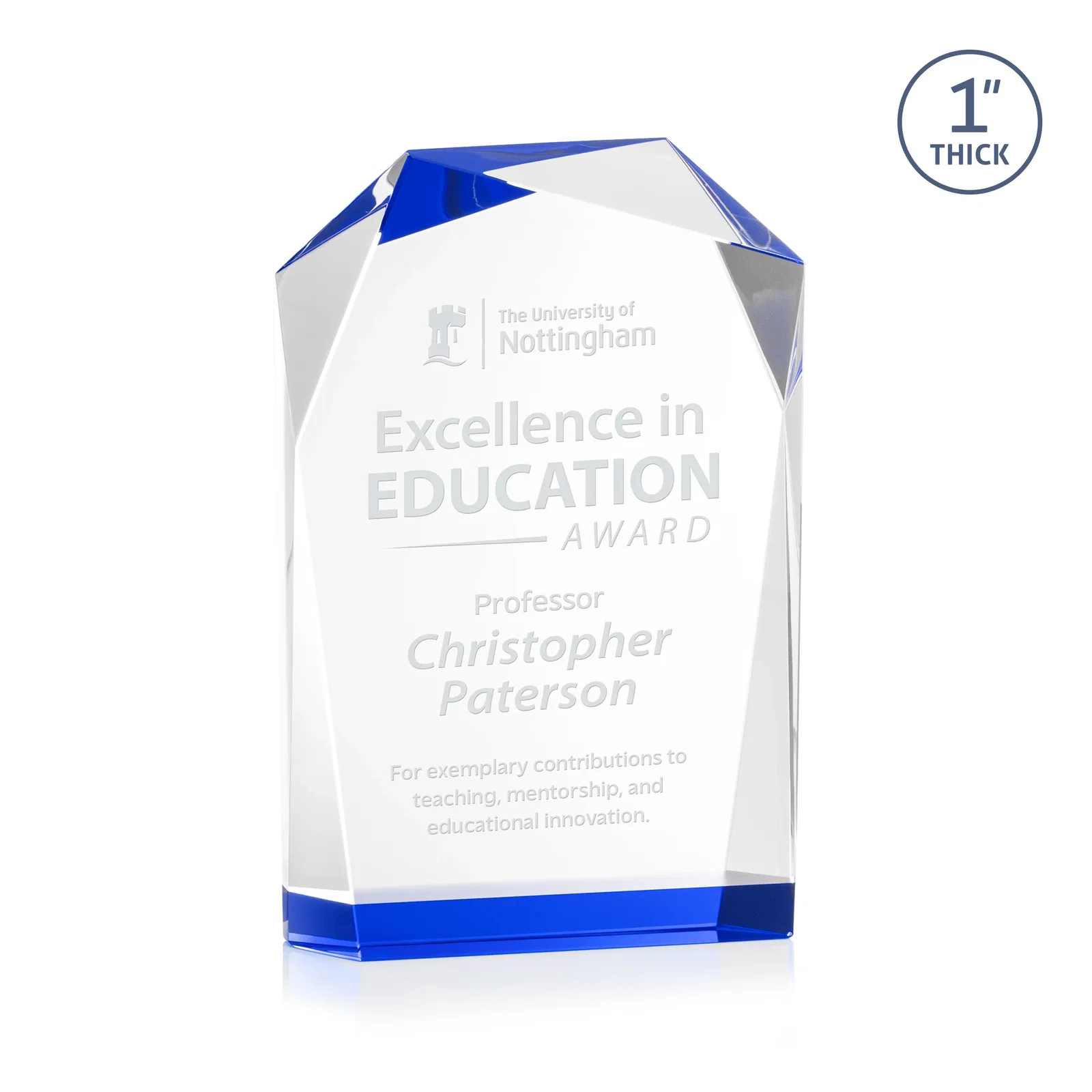 Personalized Freestanding Optical Crystal Award with Asymmetrical Bevels, awards for sales achievement awards