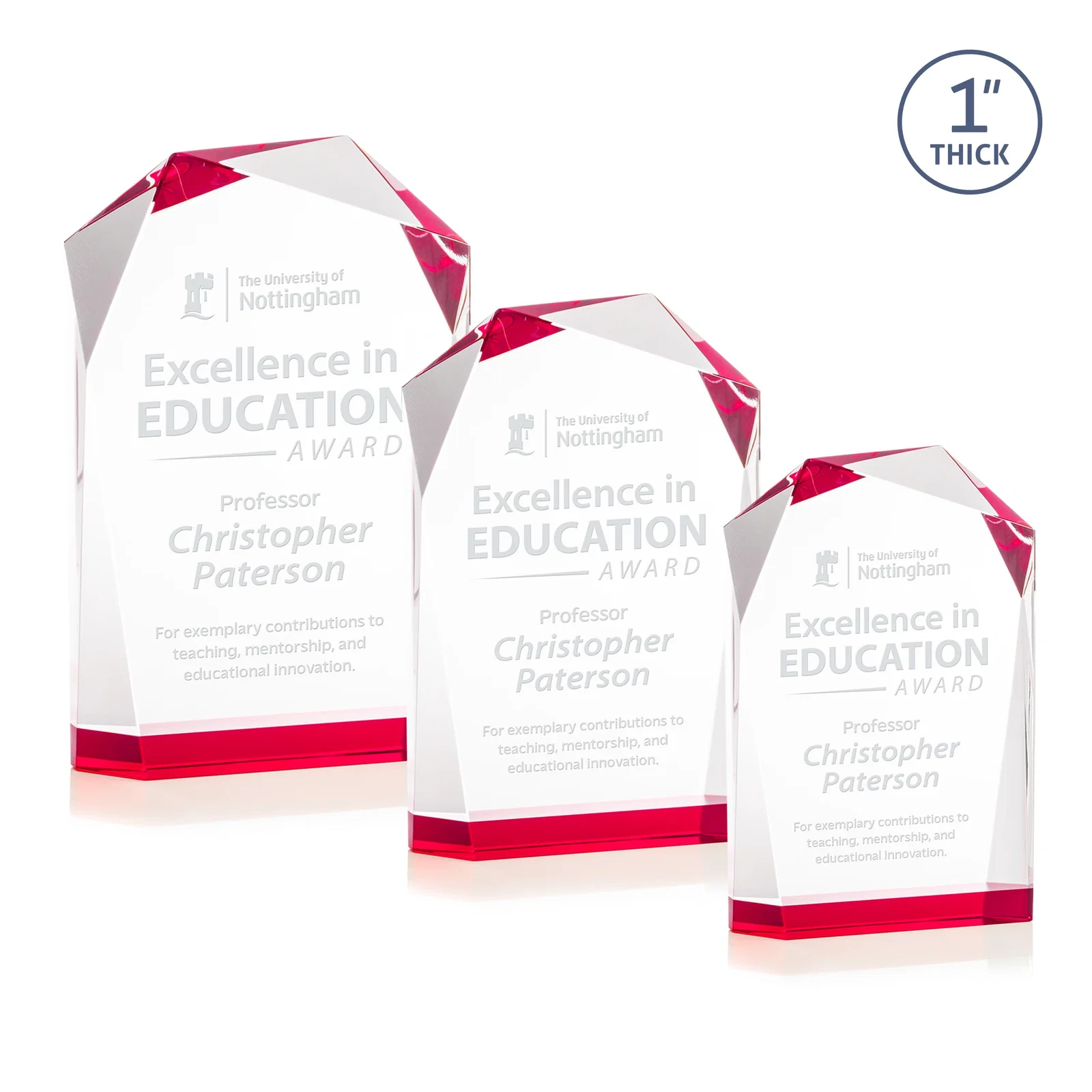 Personalized Freestanding Optical Crystal Award with Asymmetrical Bevels, awards for team milestone celebrations