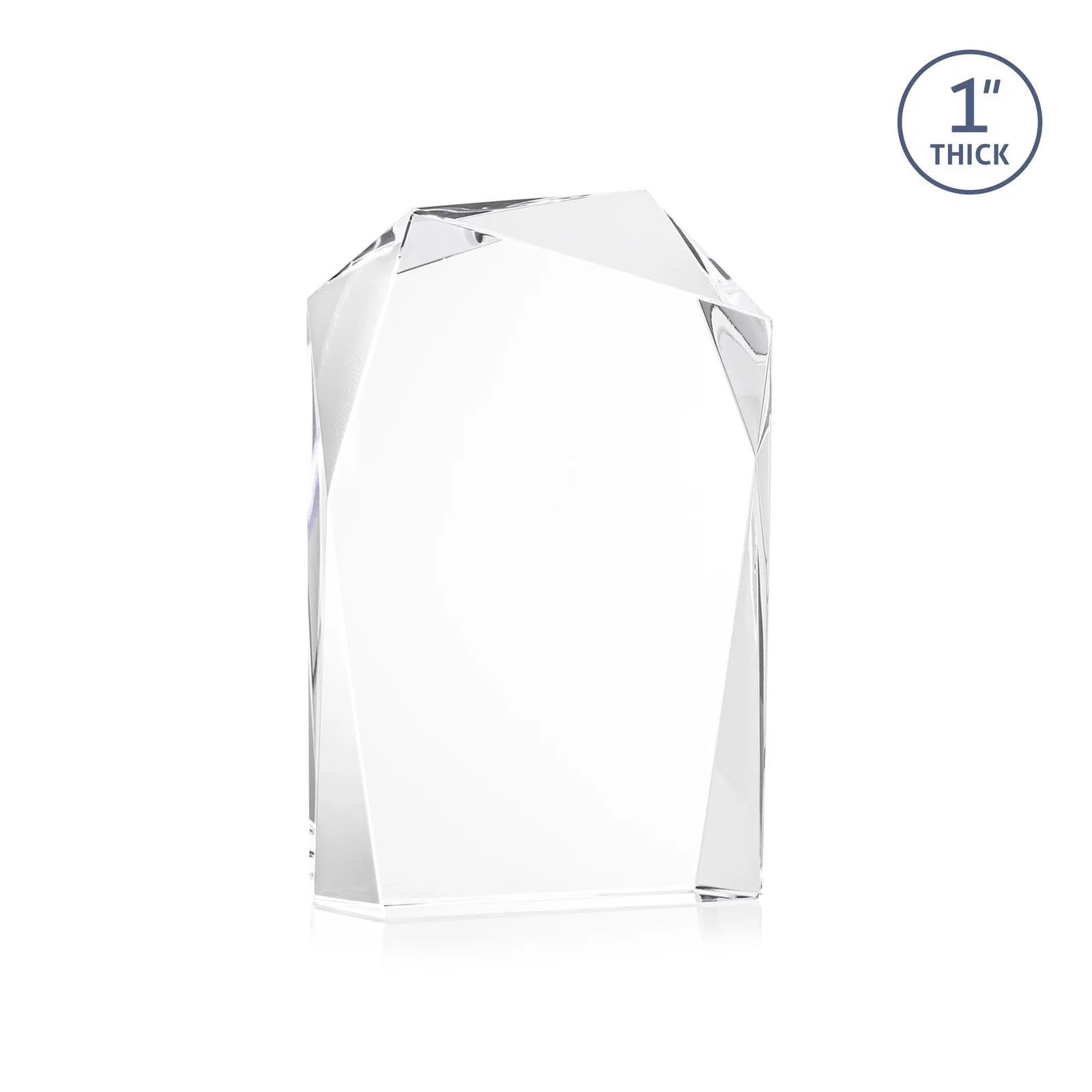 Branded Freestanding Optical Crystal Award with Asymmetrical Bevels, awards for donor appreciation