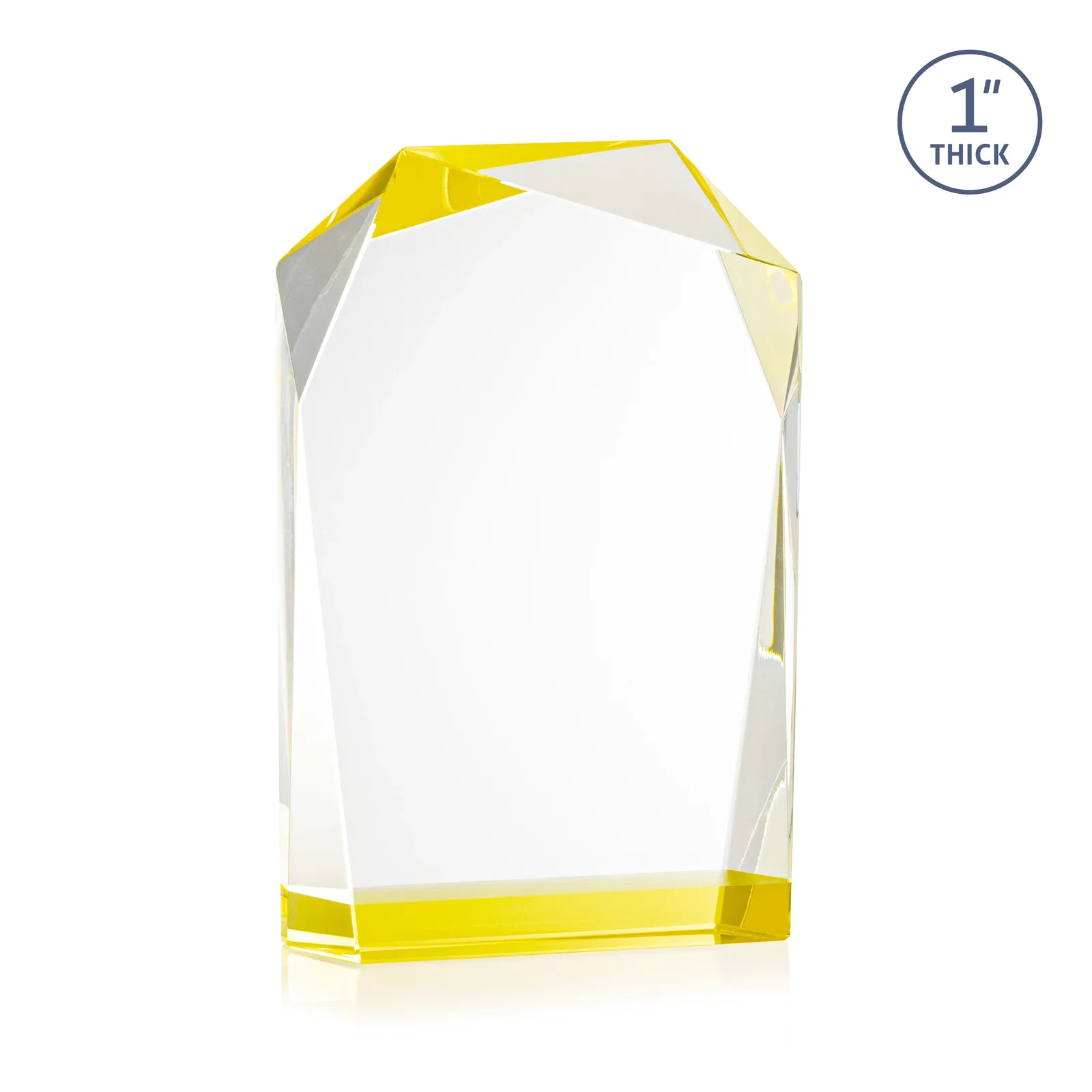 Custom printed Freestanding Optical Crystal Award with Asymmetrical Bevels, awards for corporate award ceremonies