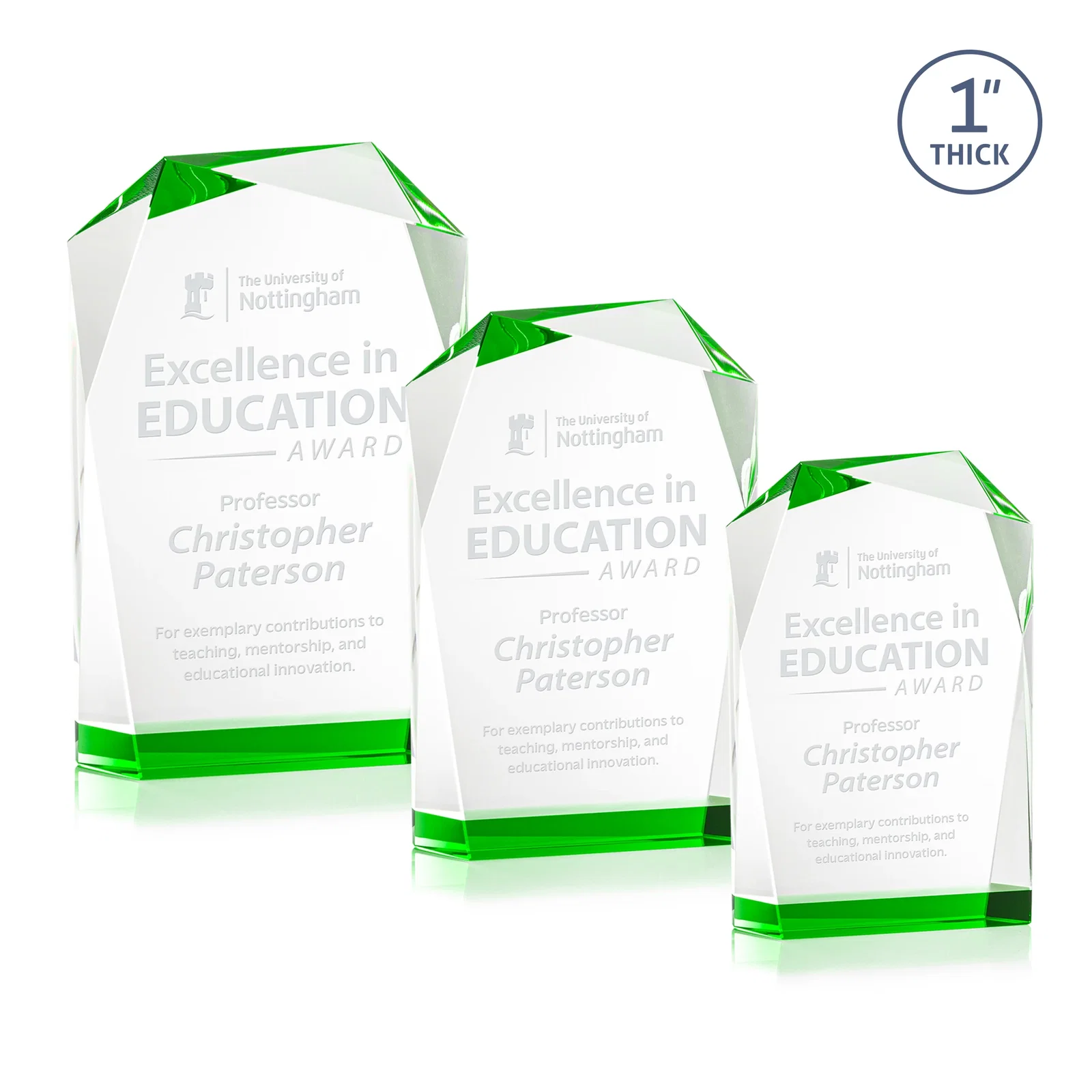Custom Freestanding Optical Crystal Award with Asymmetrical Bevels, awards for team milestone celebrations