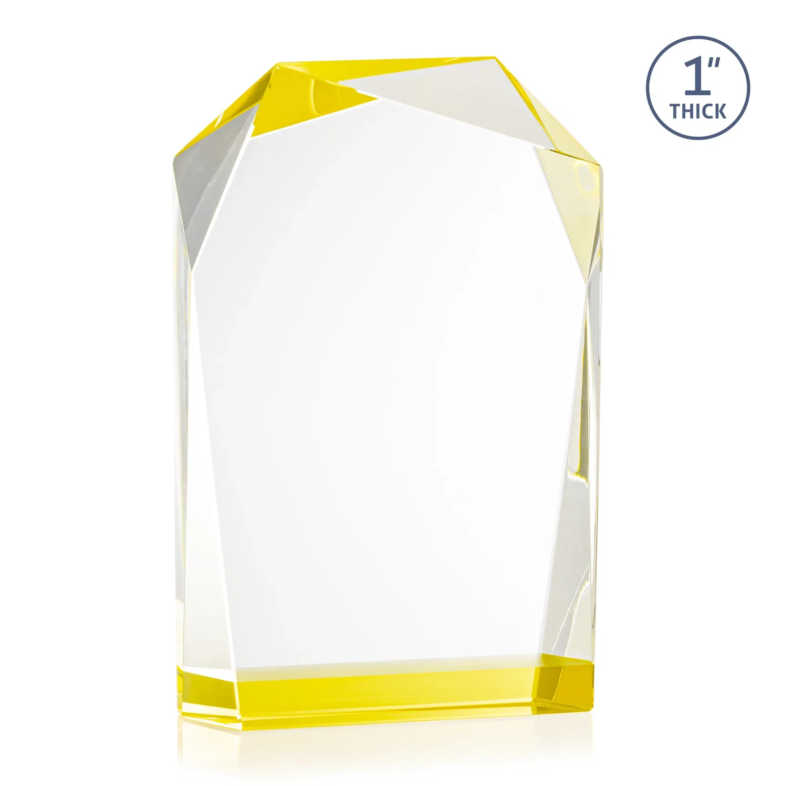 Custom printed Freestanding Optical Crystal Award with Asymmetrical Bevels, awards for service anniversary gifts