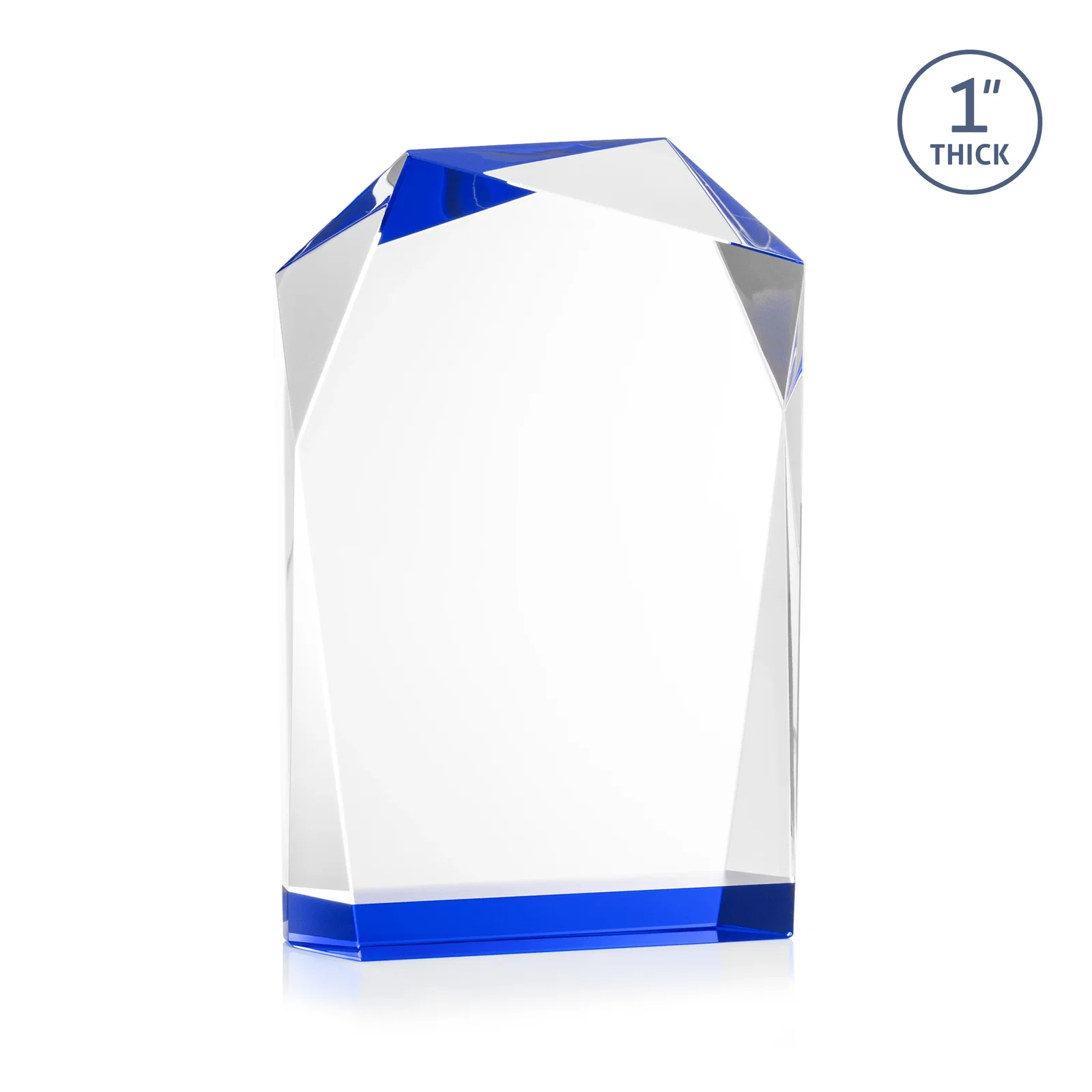 Custom printed Freestanding Optical Crystal Award with Asymmetrical Bevels, awards for retirement presentations