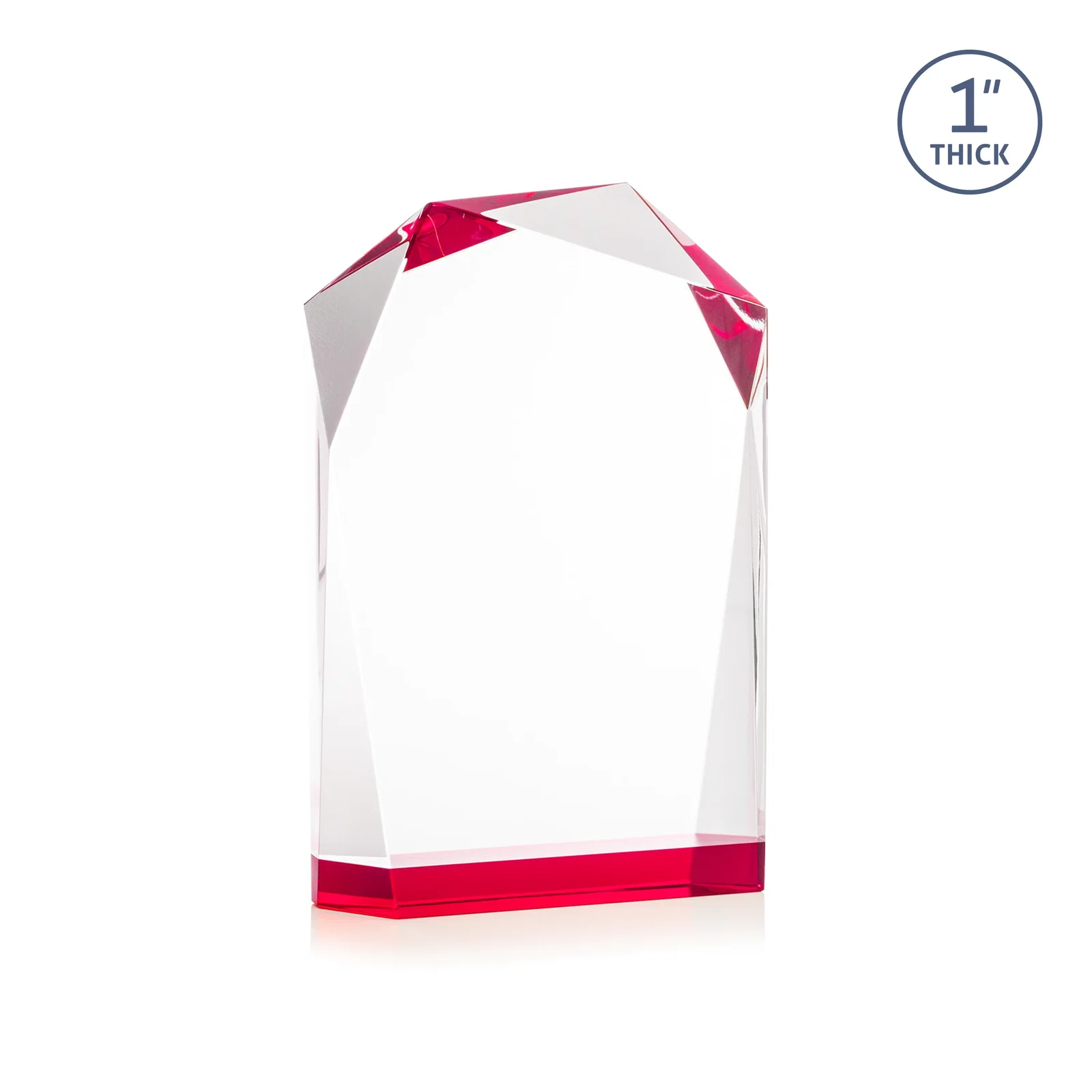 Custom printed Freestanding Optical Crystal Award with Asymmetrical Bevels, awards for donor appreciation