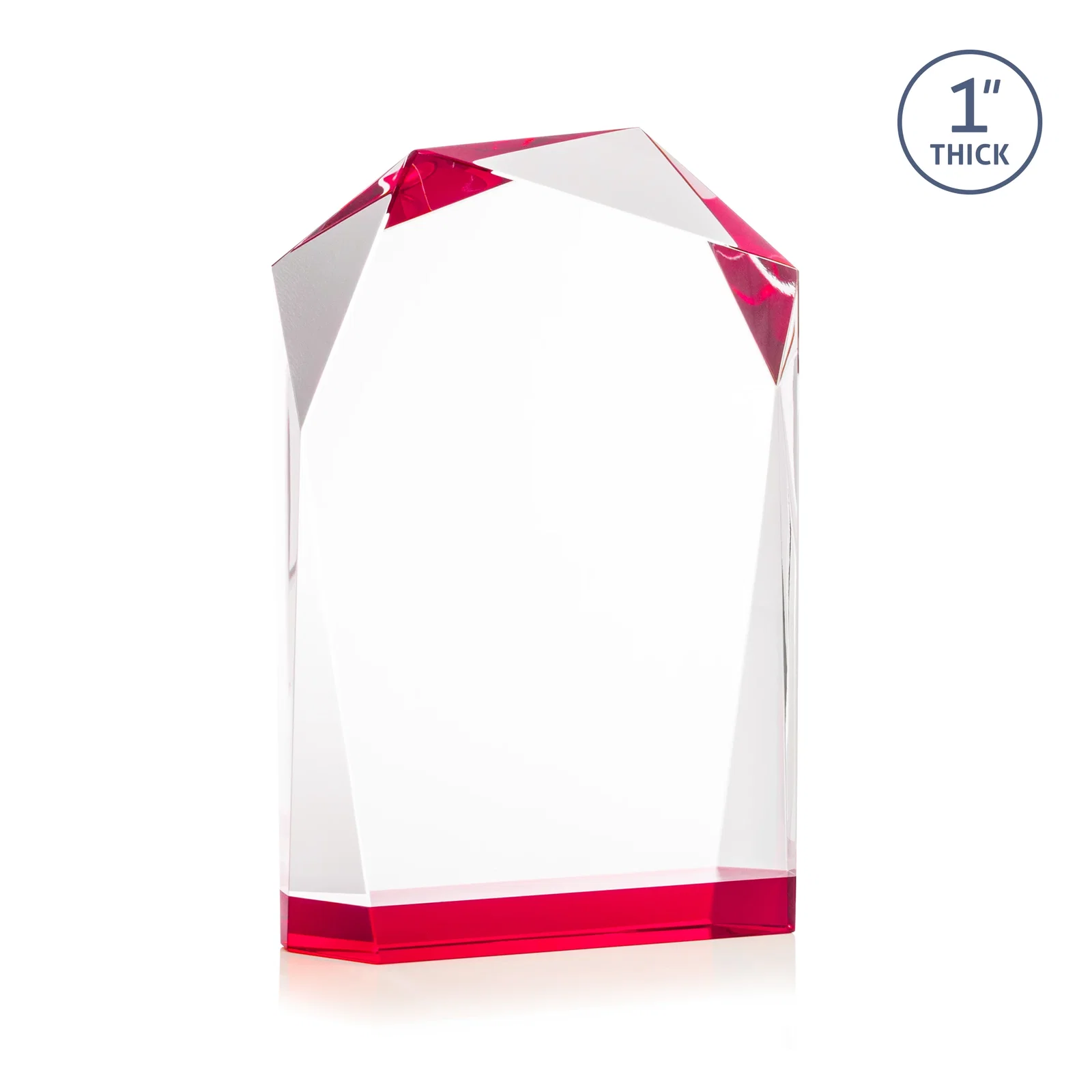 Custom printed Freestanding Optical Crystal Award with Asymmetrical Bevels, awards for graduation ceremonies