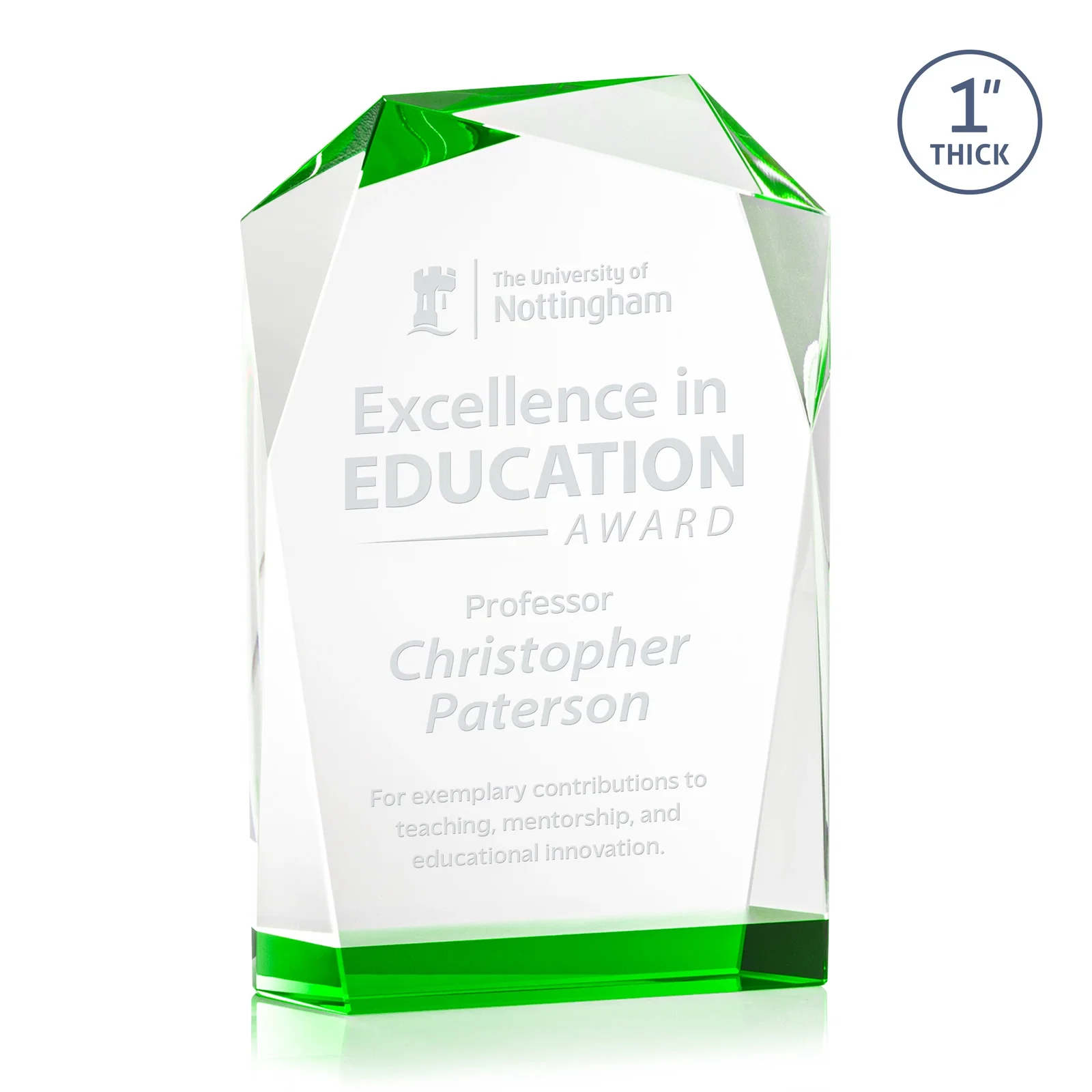 Custom Freestanding Optical Crystal Award with Asymmetrical Bevels, awards for safety achievement programs