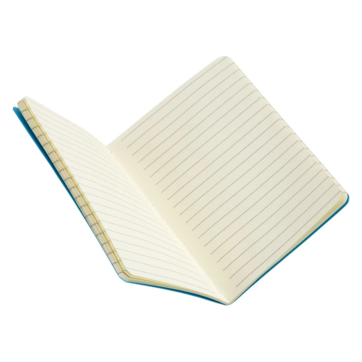 Doodle Mini Softcover Jotbook opened to show its blank pages, branded notebook detail shot