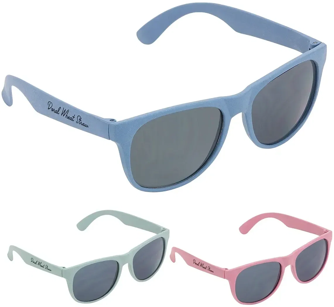 Doral wheat straw sunglasses, promotional custom eco frames with logo-ready temples, front view
