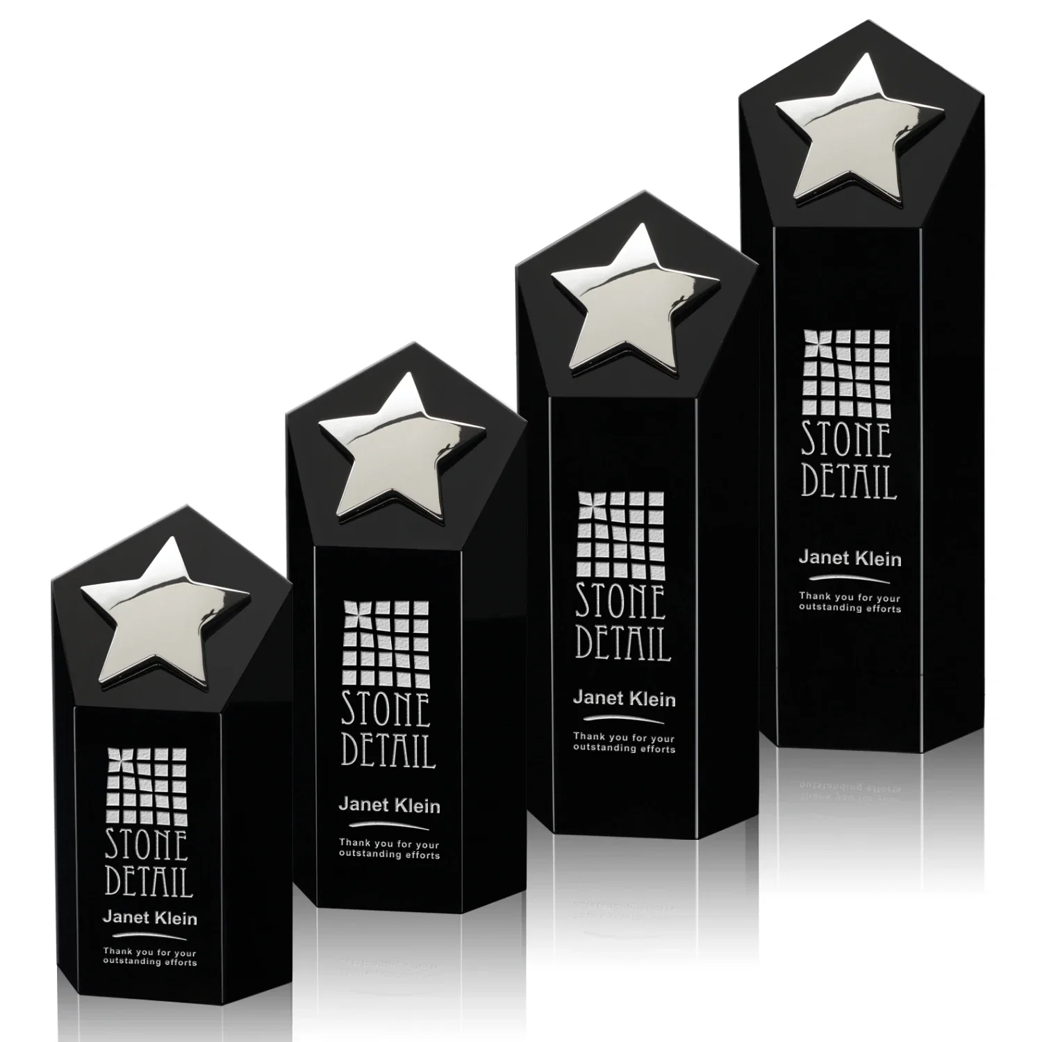 Custom Cast Metal Star Award on an Optical Crystal Tower for employee recognition