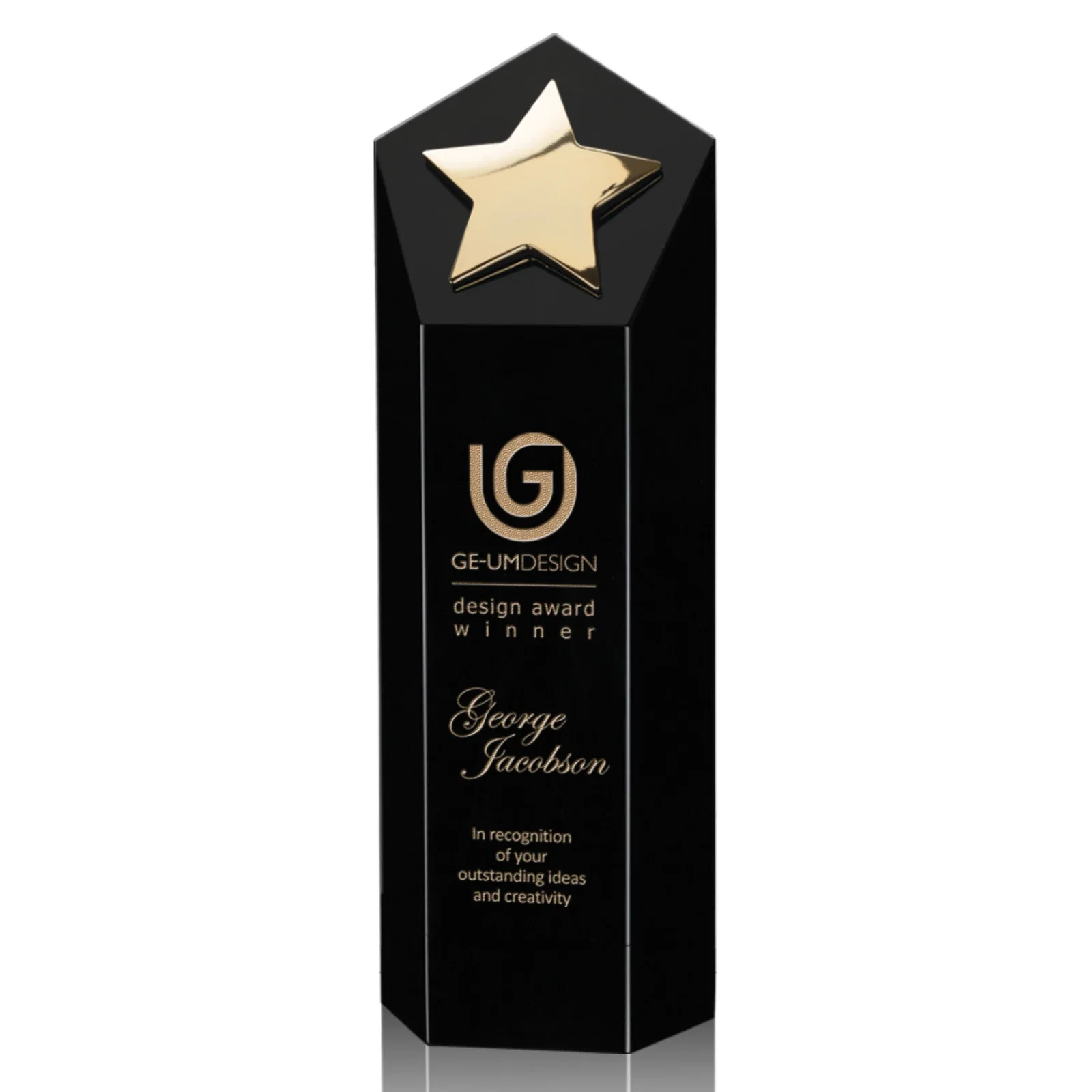 Custom Cast Metal Star Award on an Optical Crystal Tower for volunteer appreciation