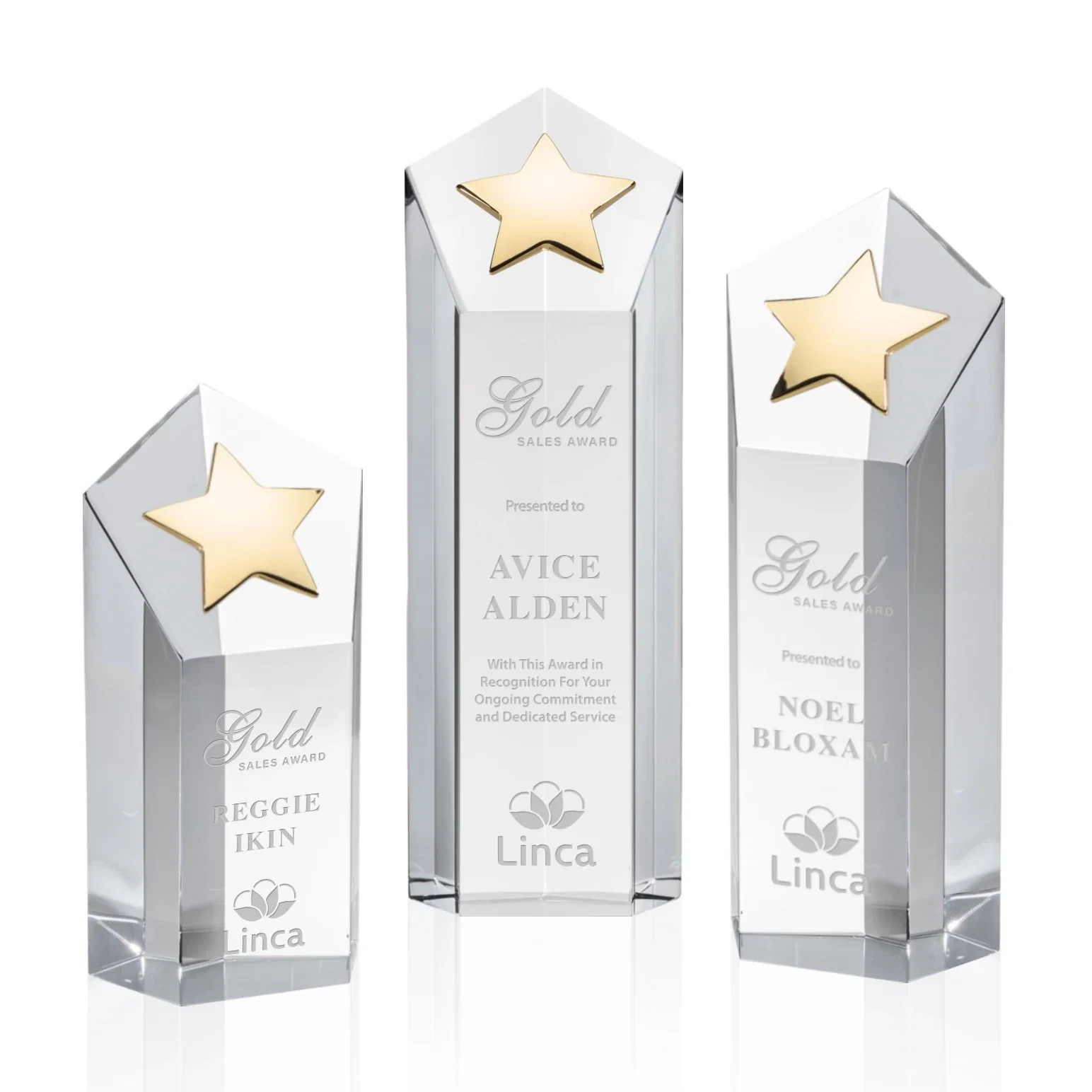 Custom Cast Metal Star Award on an Optical Crystal Tower for dealer and partner awards